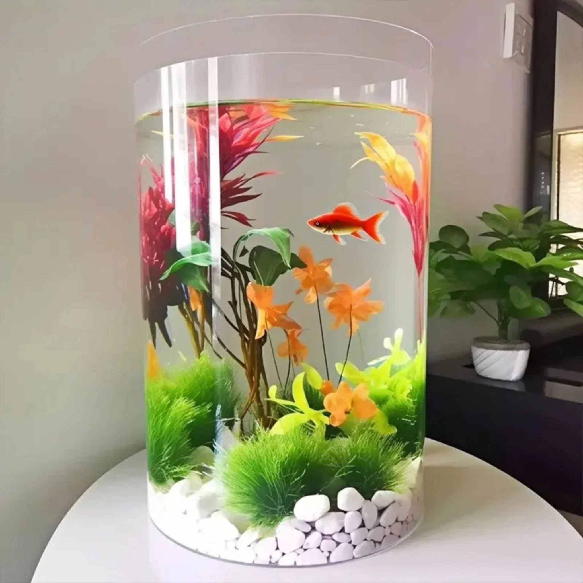 Aqualife Mini Cylindrical Bowl Tank For Small Fish - 19.5cmX11.5cm - Image 4