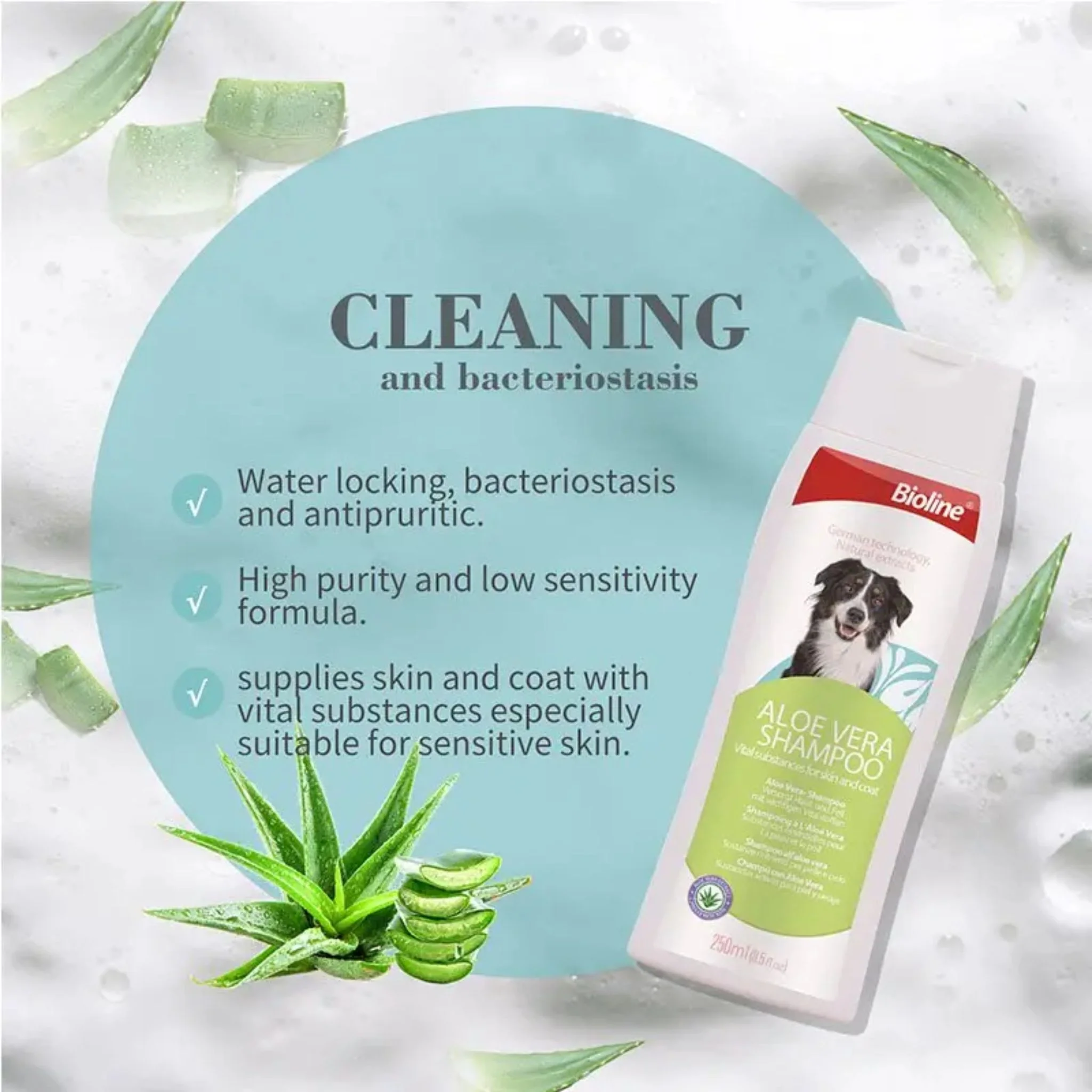 Bioline Aloe Vera Dog Shampoo Gentle Formula - 250ml - Image 2