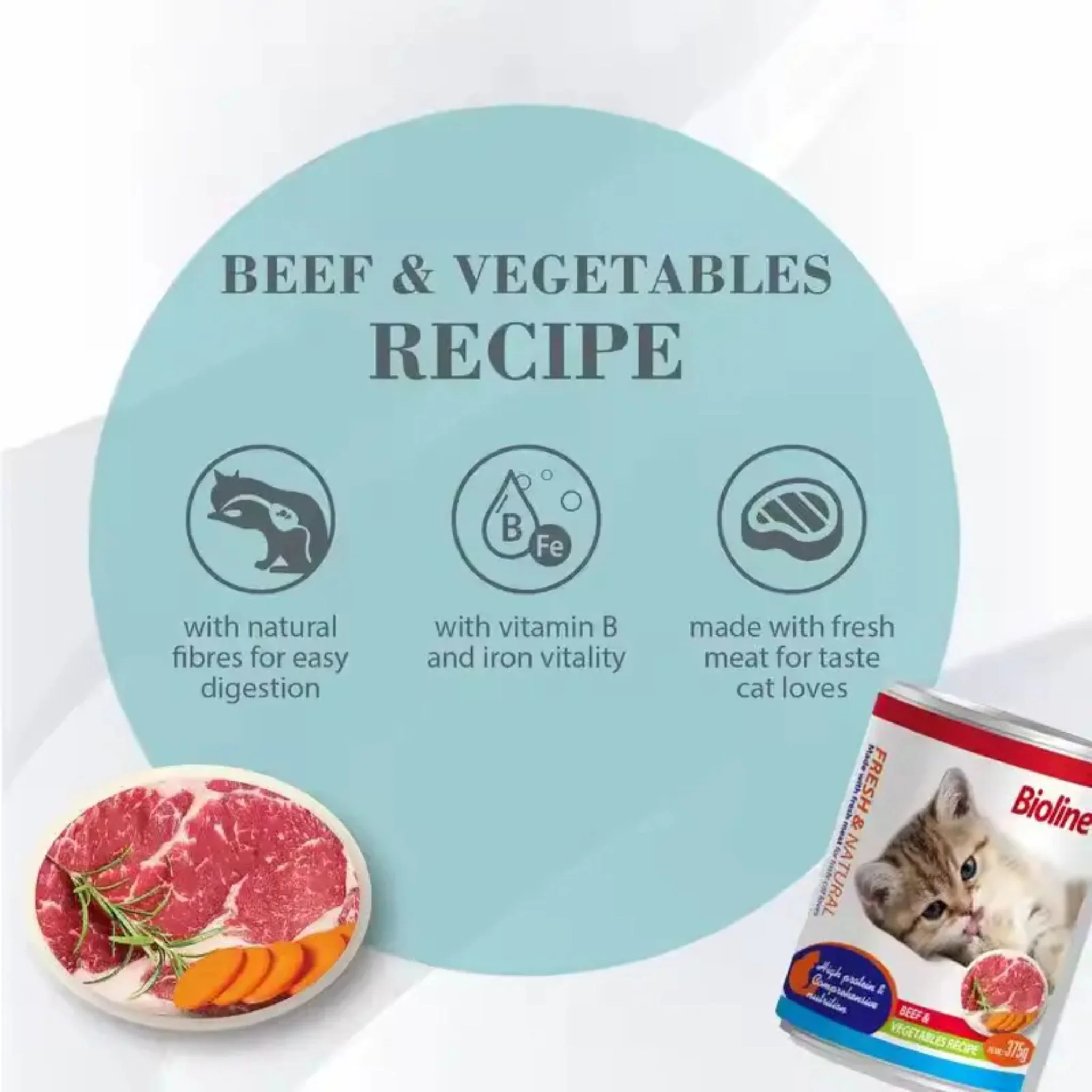 Bioline Canned Cat Food Beef & Vegetables - 375g - Image 3