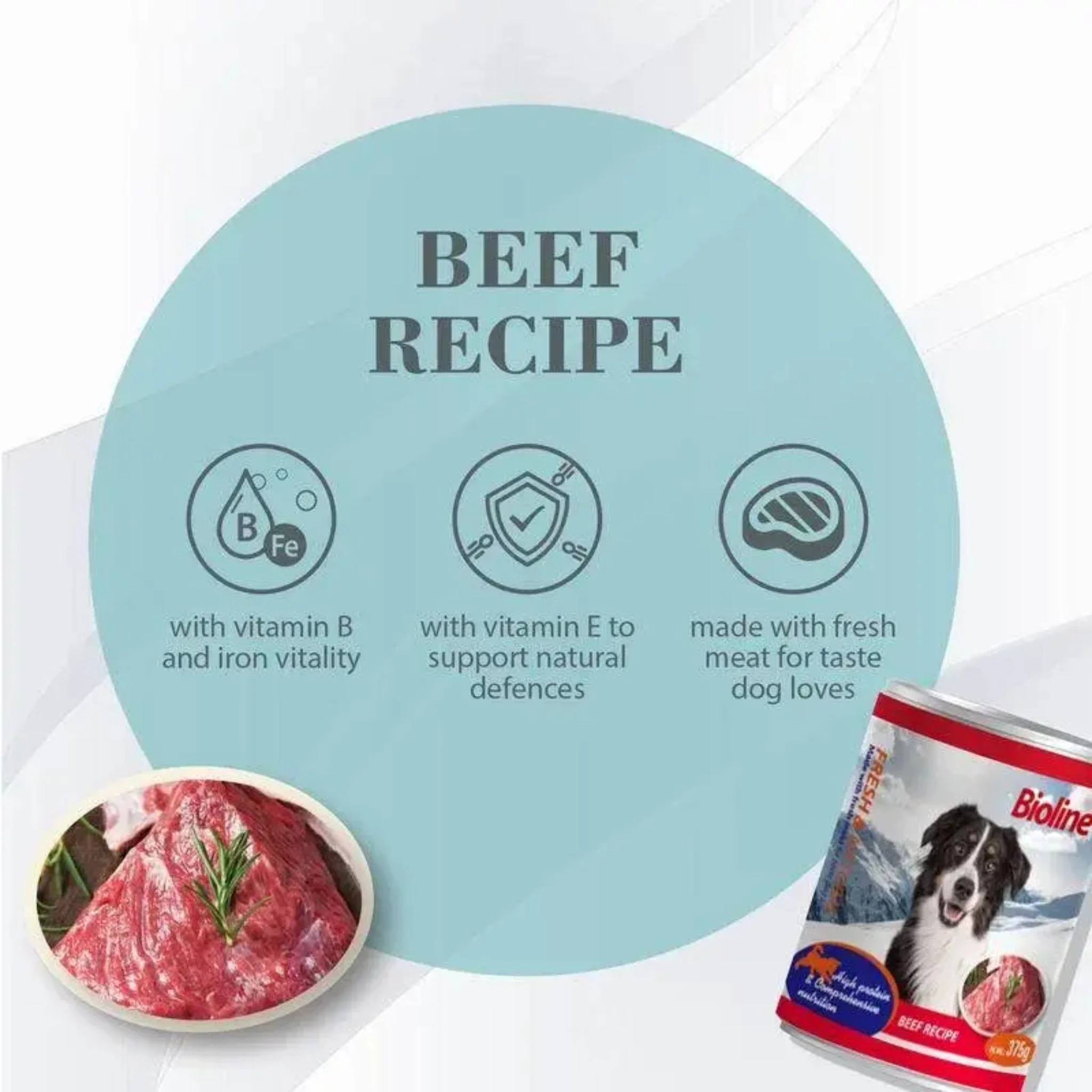 Bioline Canned Dog Wet Food Beef Flavor - 375g - Image 2
