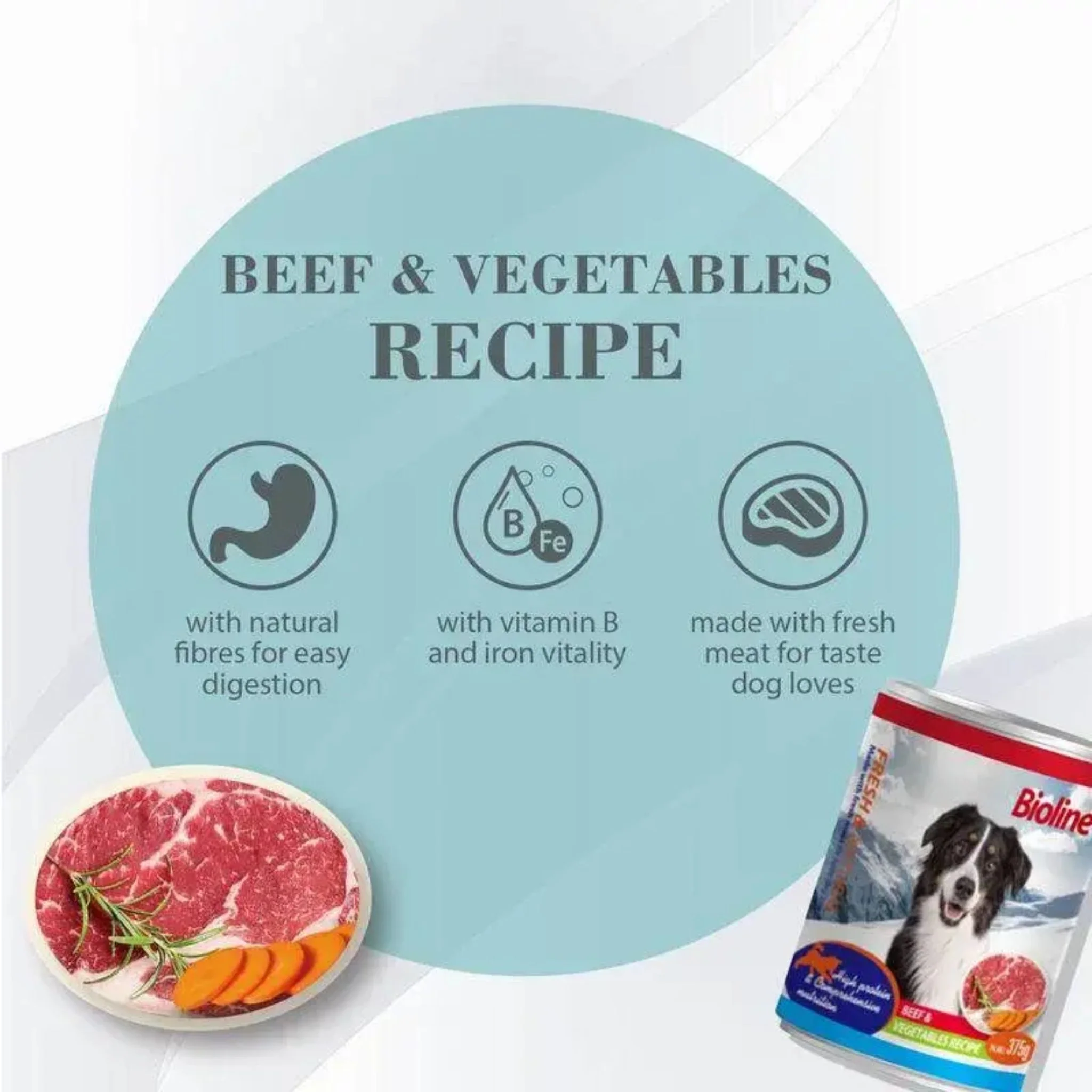 Bioline Canned Dog Food Beef & Vegetables - 375g - Image 2