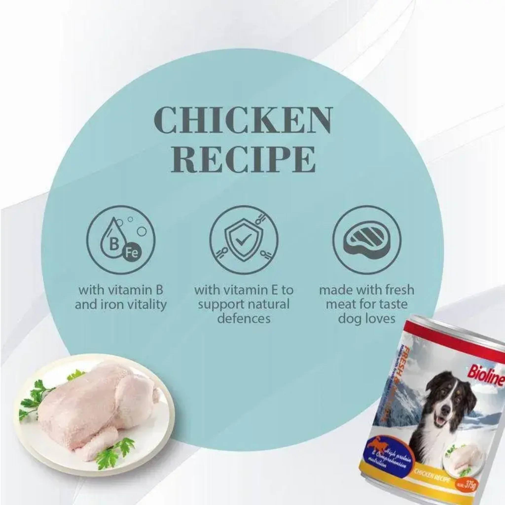 Bioline Canned Dog Wet Food Chicken Meat - 375g - Image 2
