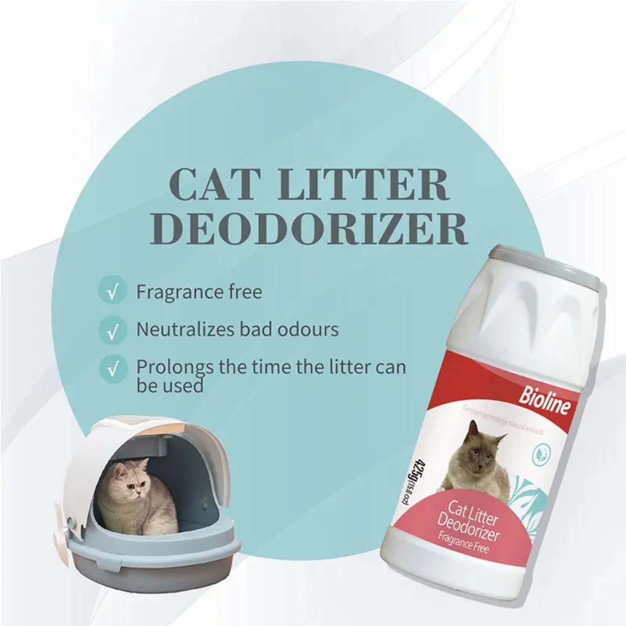 Bioline Cat Litter Deodorizer Odor Control Powder - 425g - Image 3