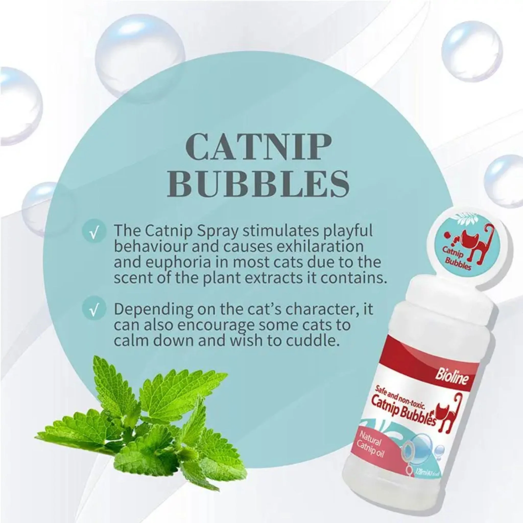 Bioline Catnip Oil Bubbles Playtime Cat Toy - 120ml - Image 4