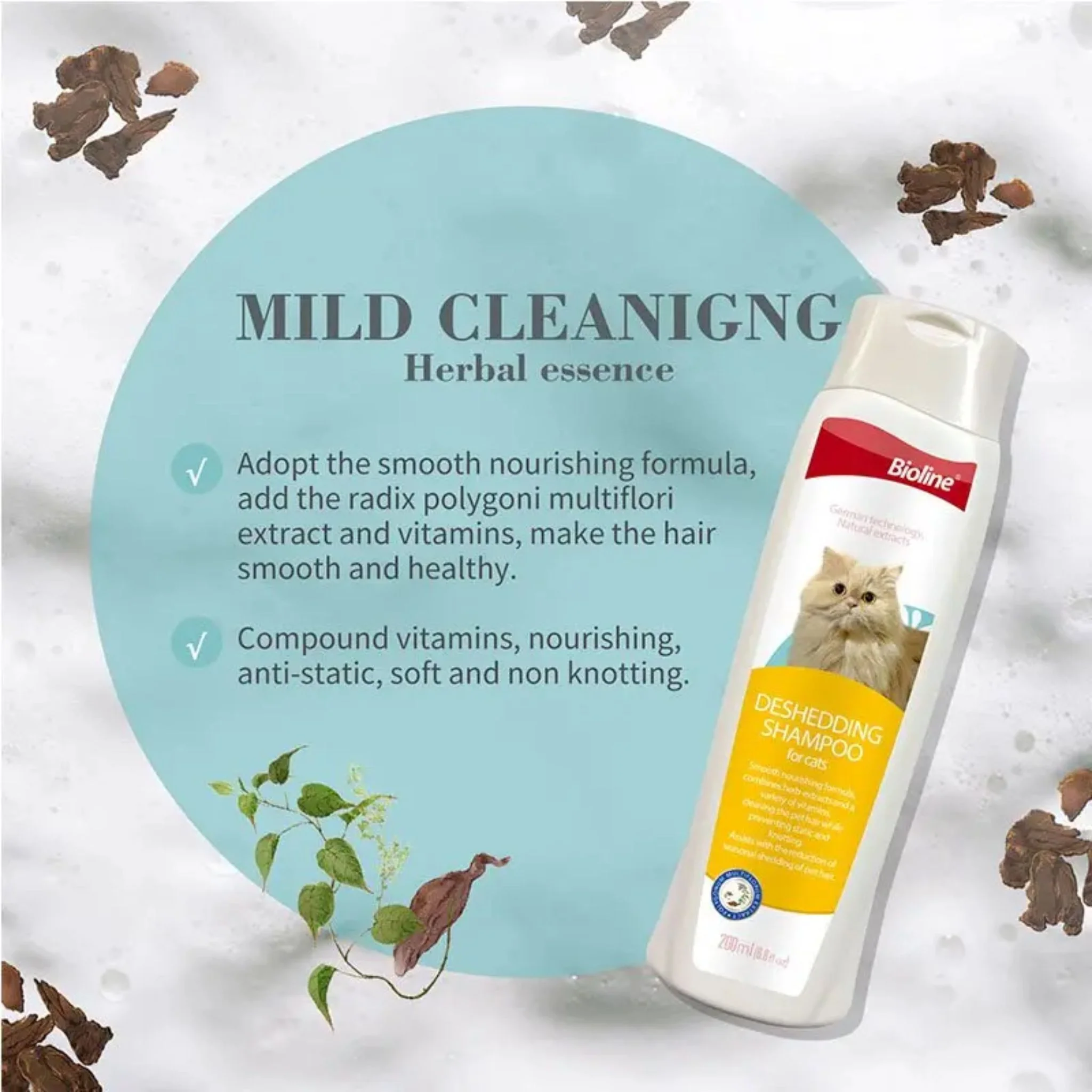 Bioline Deshedding Shampoo For Cat Gentle Fur Care - 200ml - Image 4