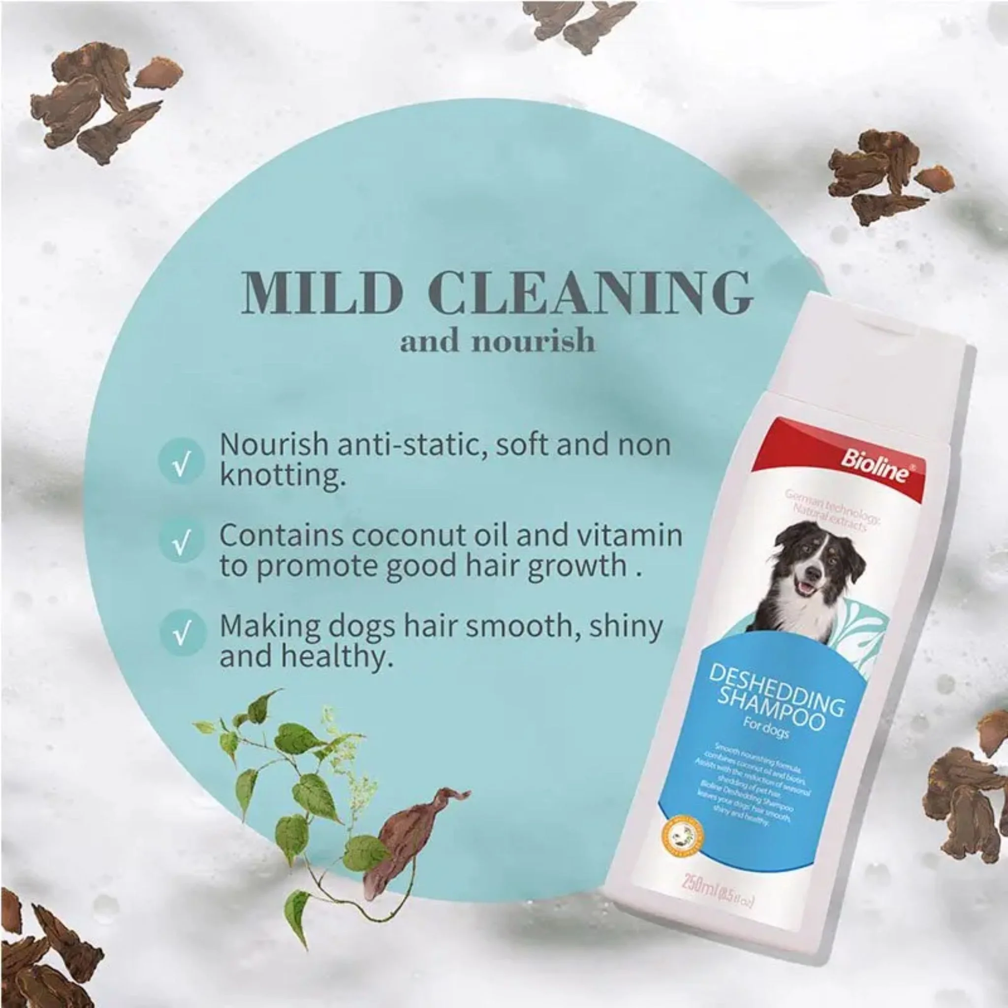 Bioline Deshedding Shampoo For Dog Shed Control Formula -  250ml - Image 3