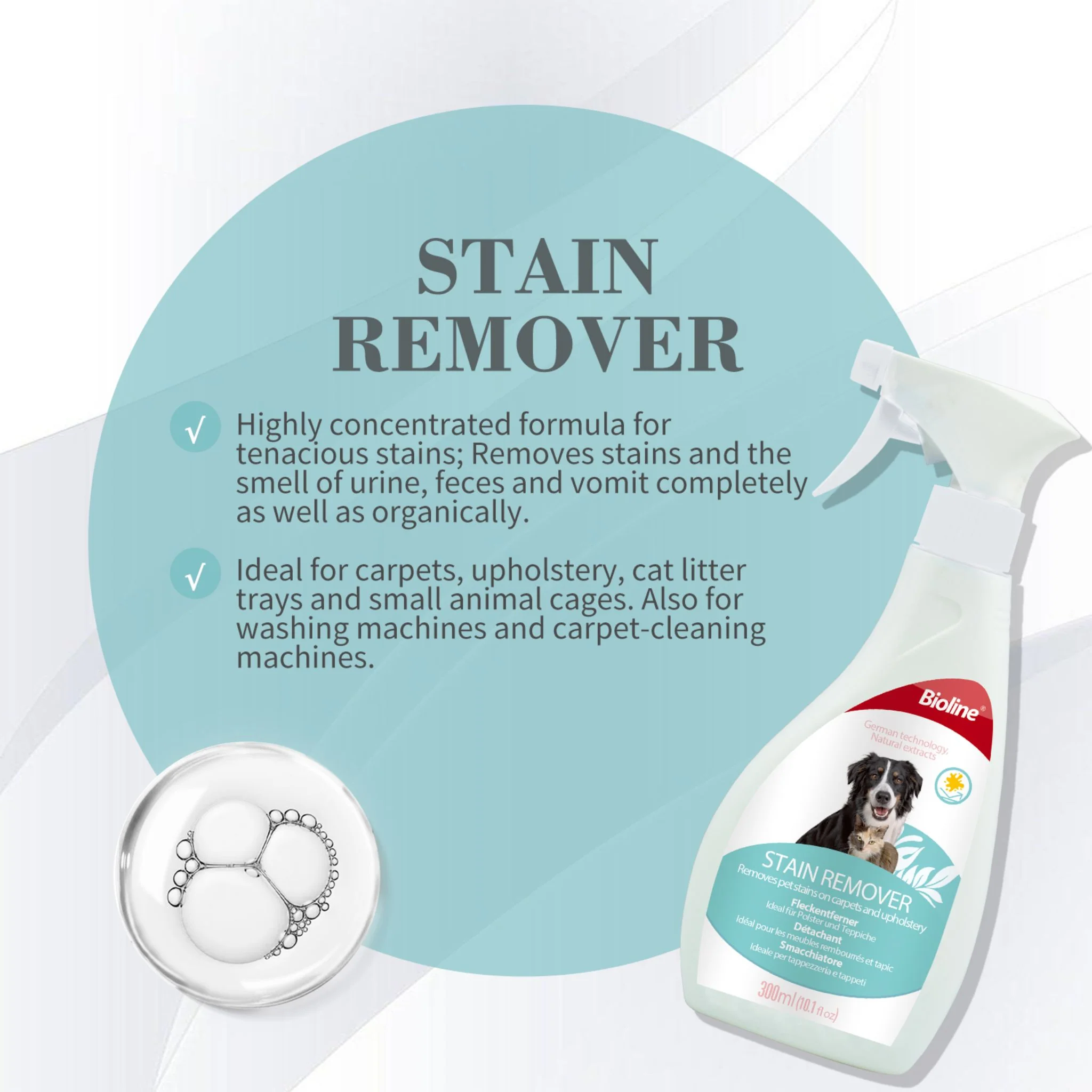Bioline Dog & Cat Stain Remover Spray Upholstery & Carpet Cleaner - 300ml - Image 3