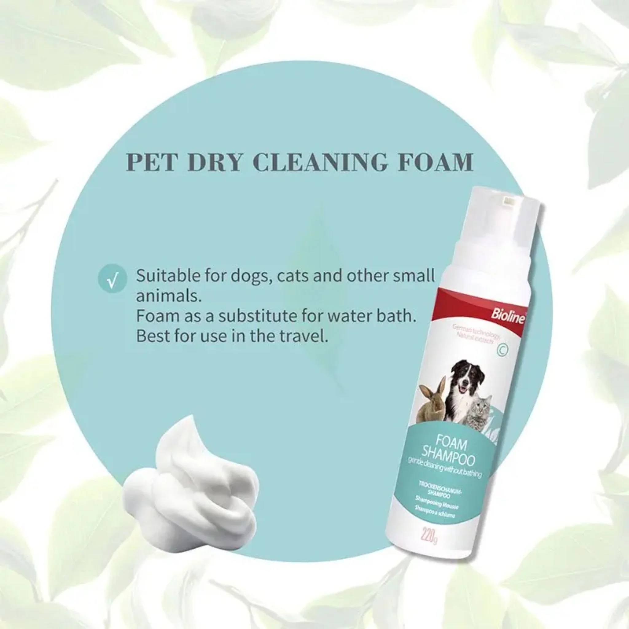 Bioline Gentle Foam Shampoo For Pets - 220g - Image 2