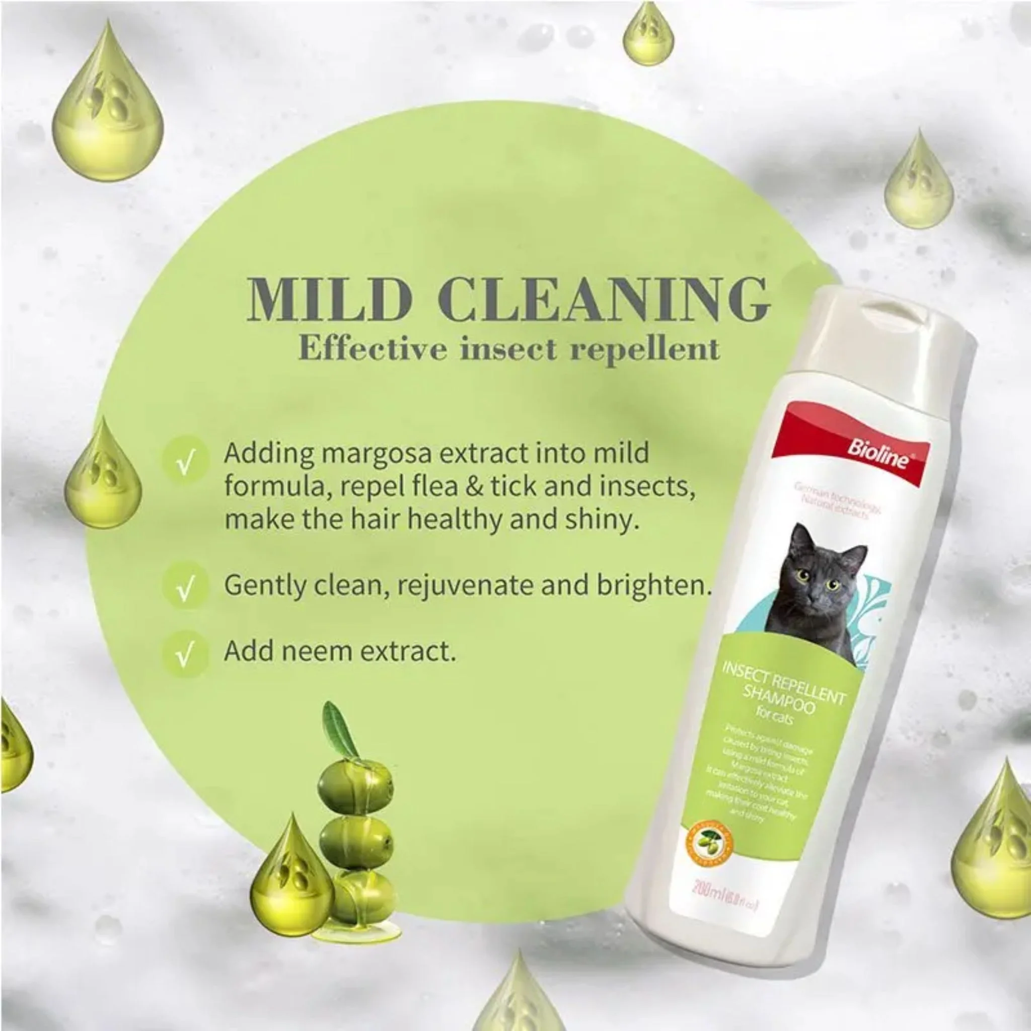 Bioline Insect Repellent Shampoo For Cat - 200ml - Image 2