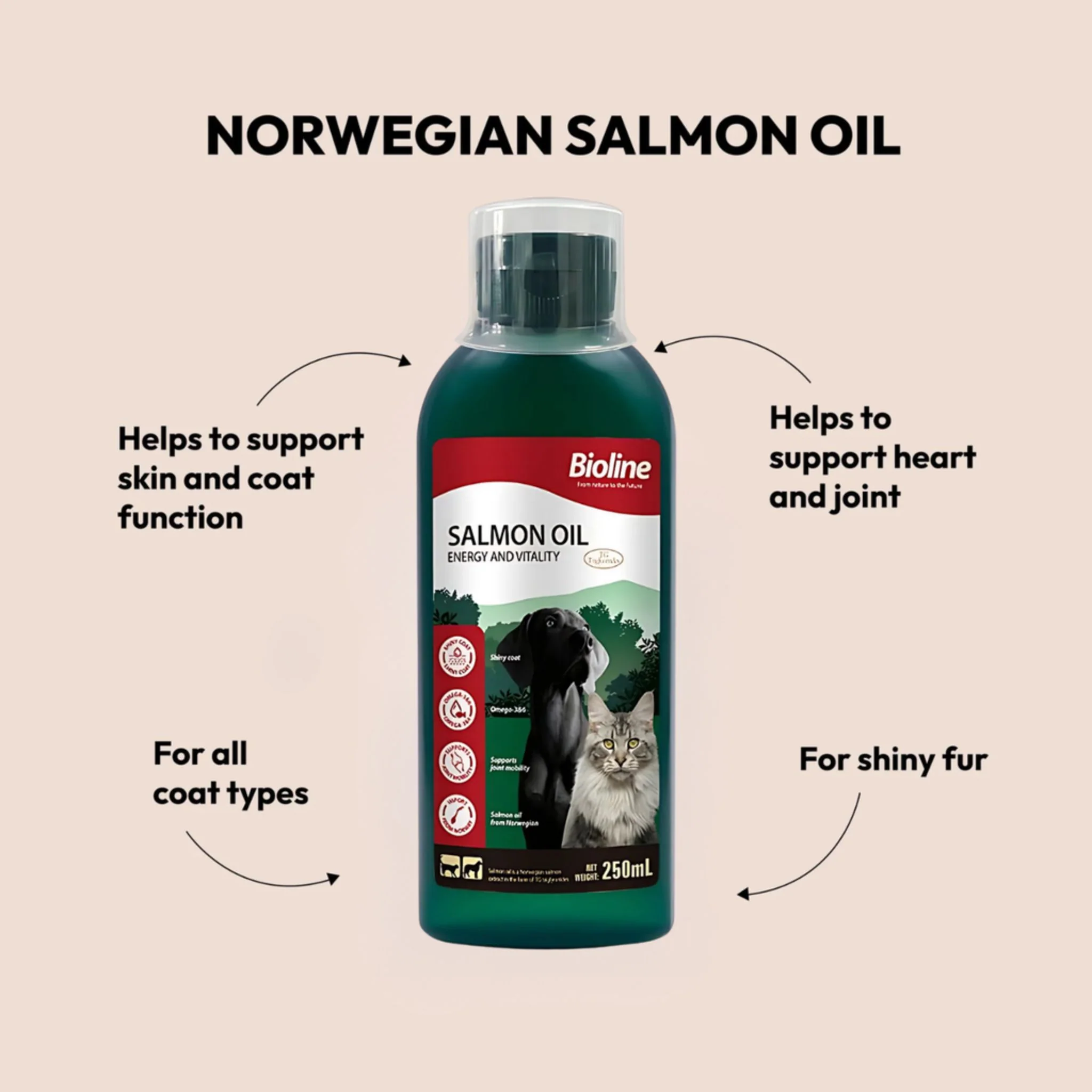 Bioline Norwegian Salmon Oil For Pets - 250ml - Image 2