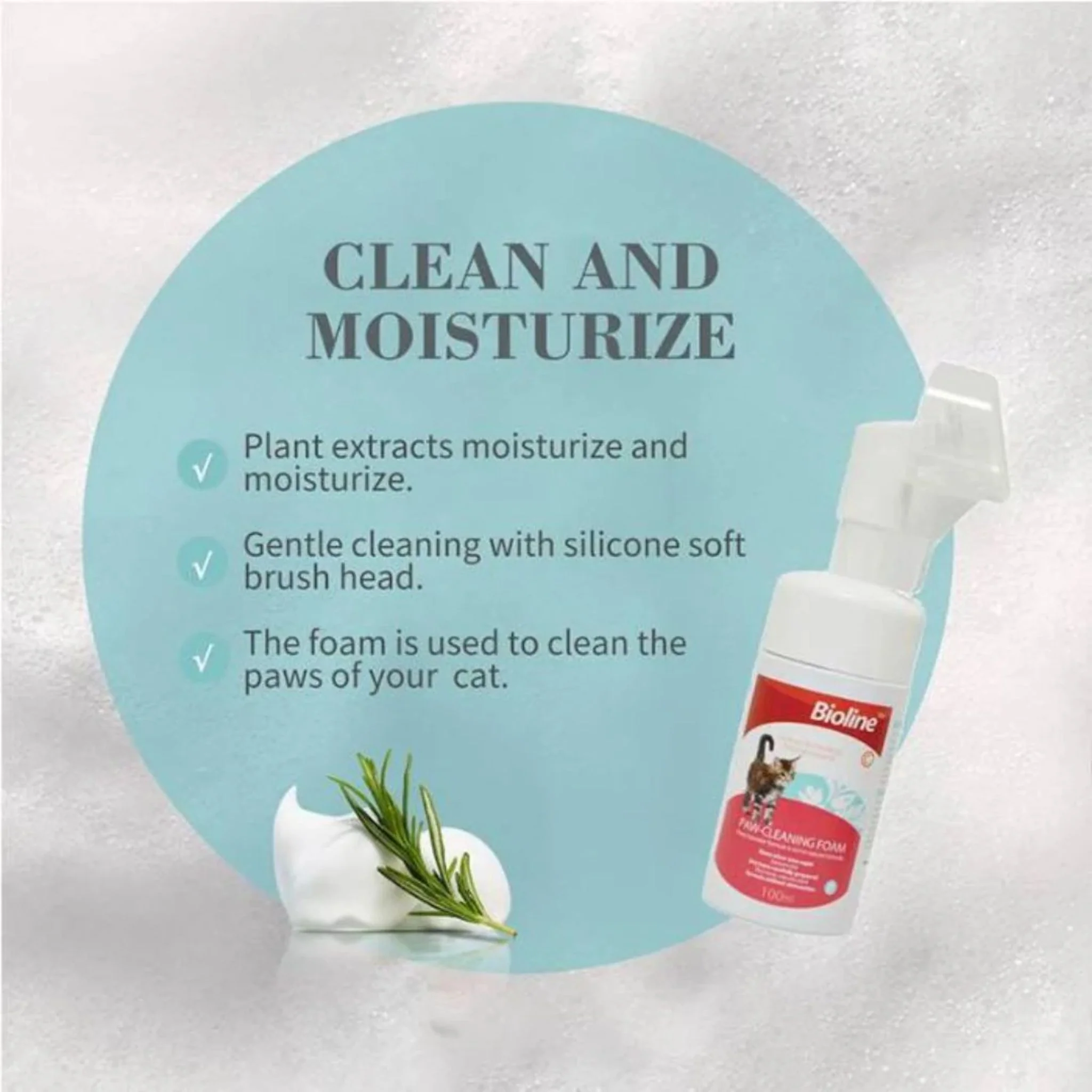 Bioline Paw Cleaning Foam For Cat - 100ml - Image 3