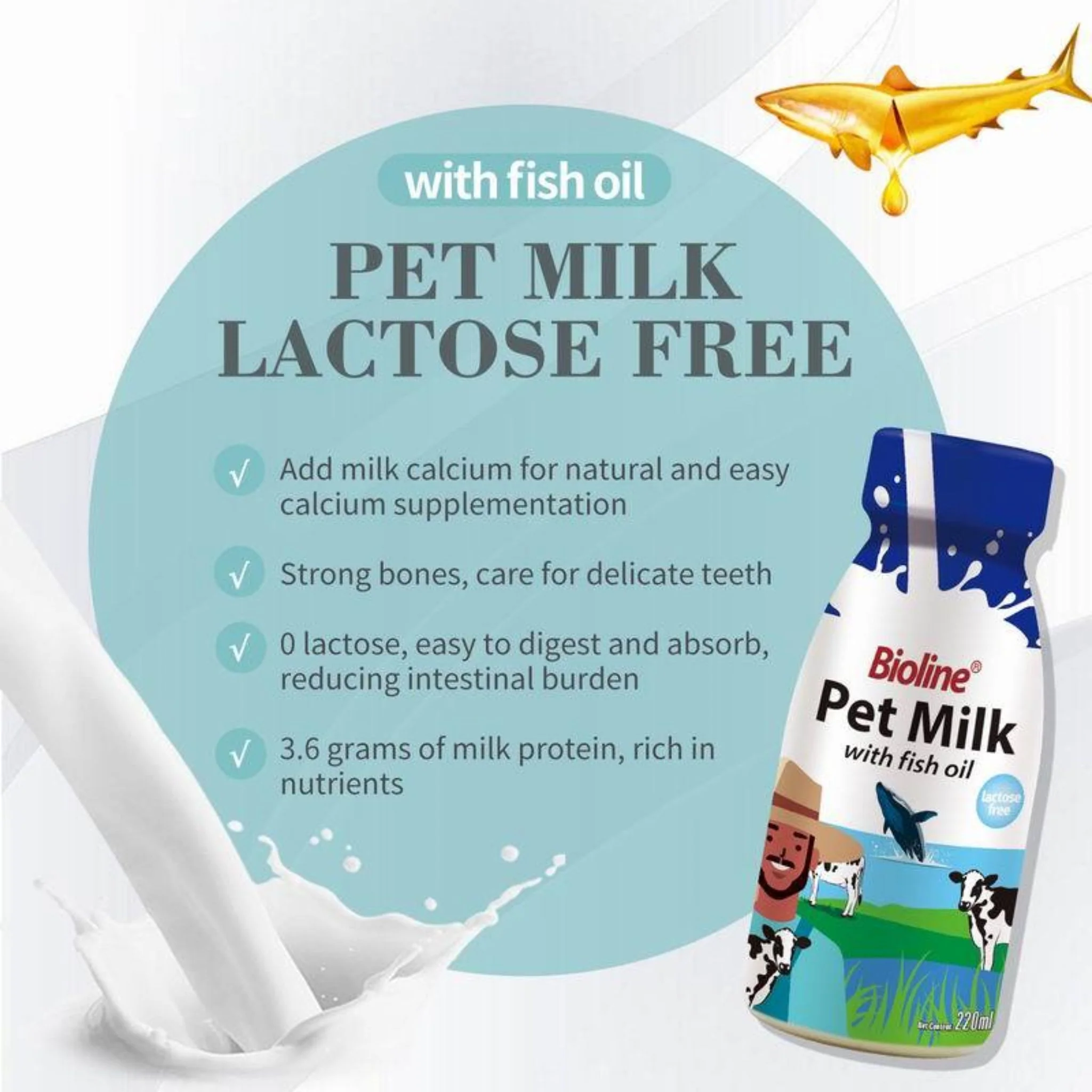 Bioline Pet Milk With Fish Oil For Cat & Dog - 220ml - Image 2