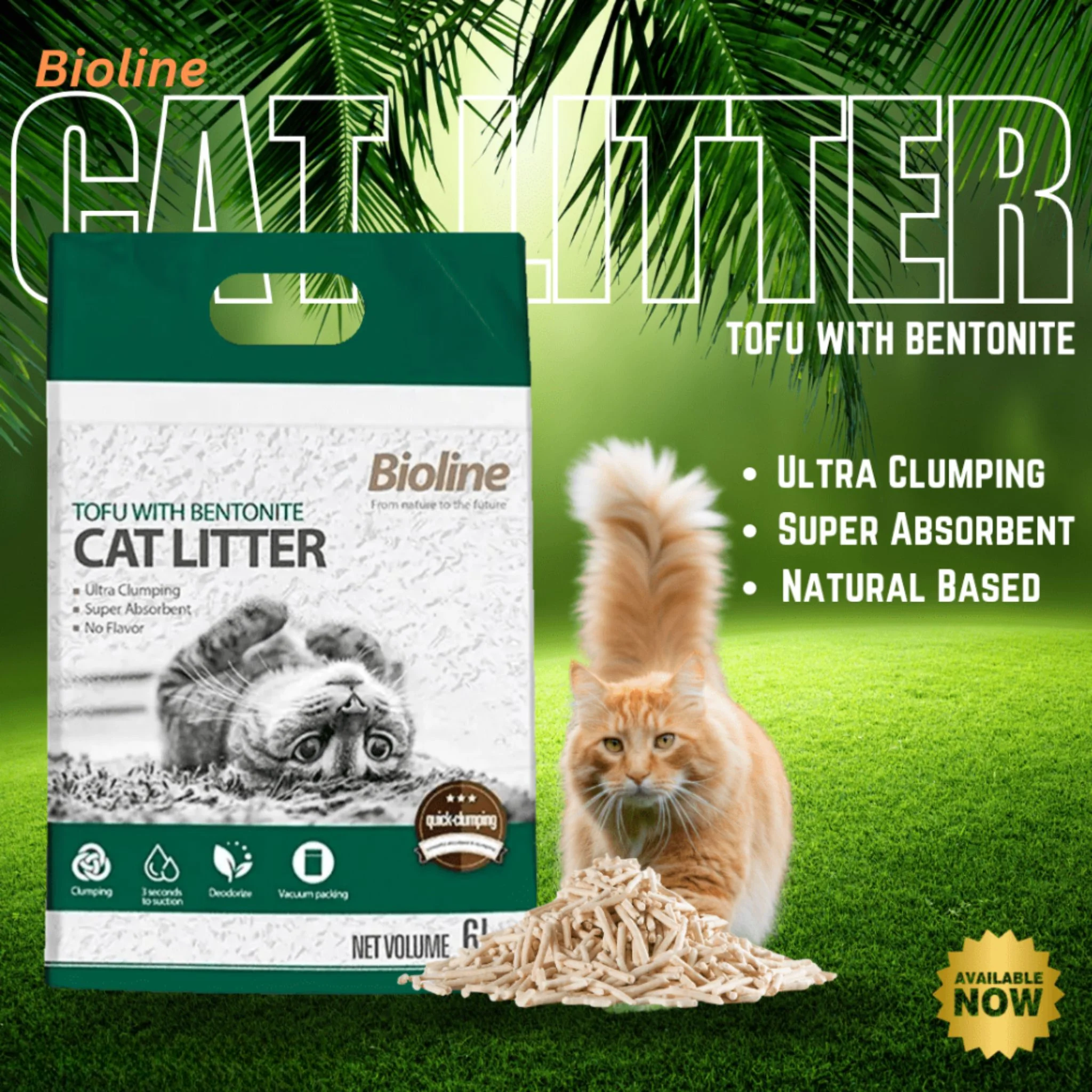 Bioline Tofu & Bentonite Cat Litter Dual Clump & Absorption - 6L - Image 2