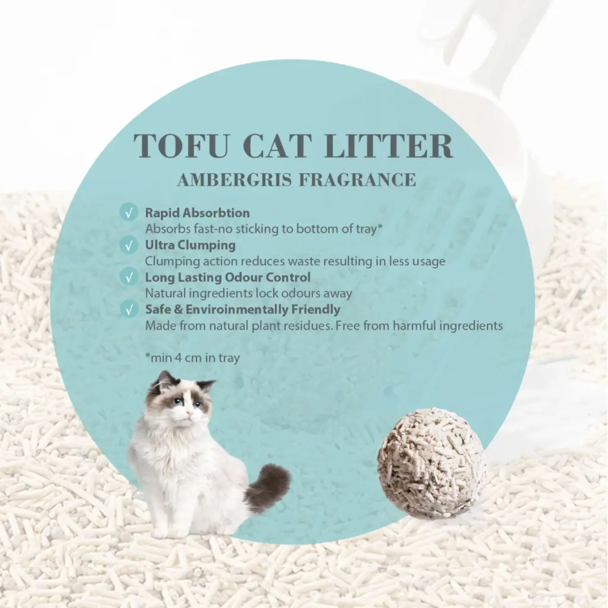 Bioline Tofu Cat Litter Ambergris Scented - 7L - Image 2