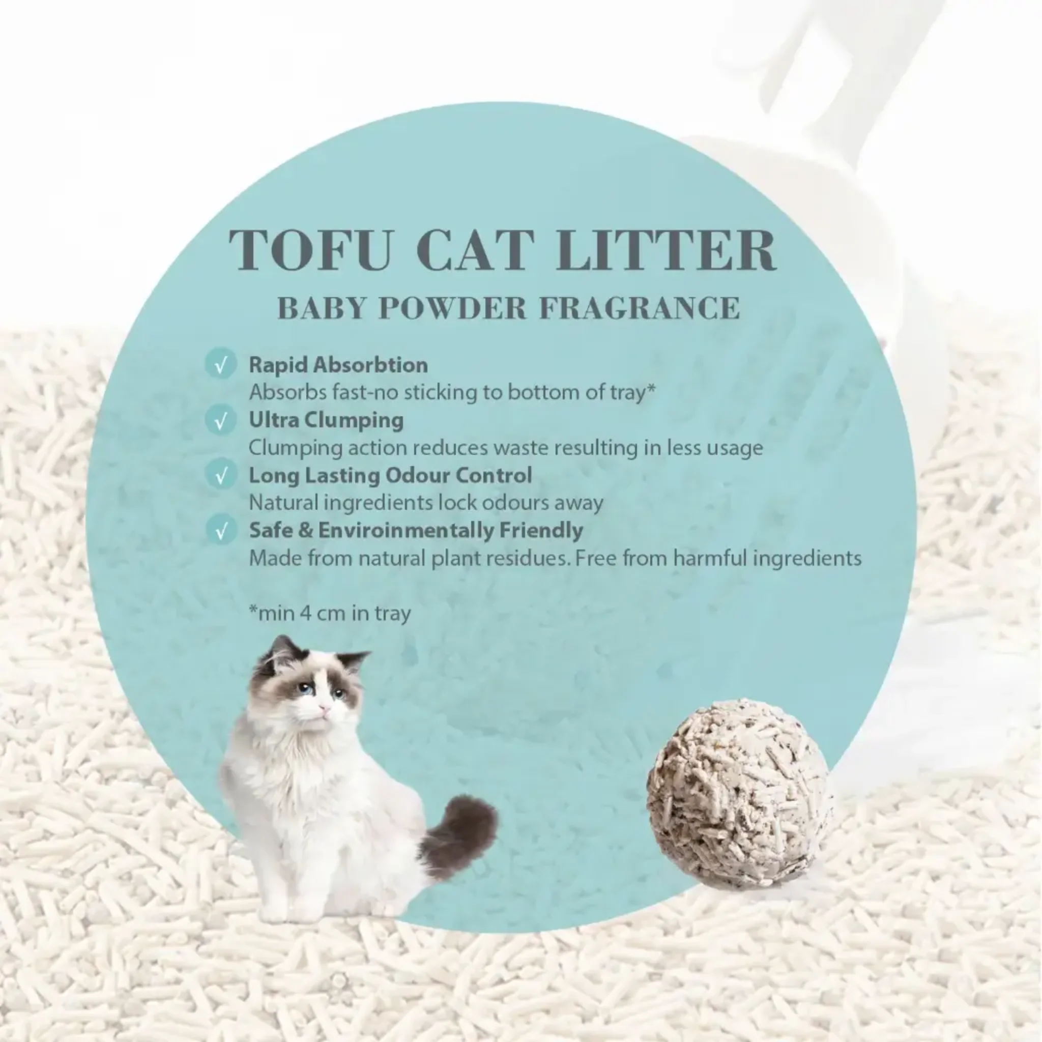 Bioline Tofu Cat Litter Scoop Baby Powder Fragrance - 7L - Image 2