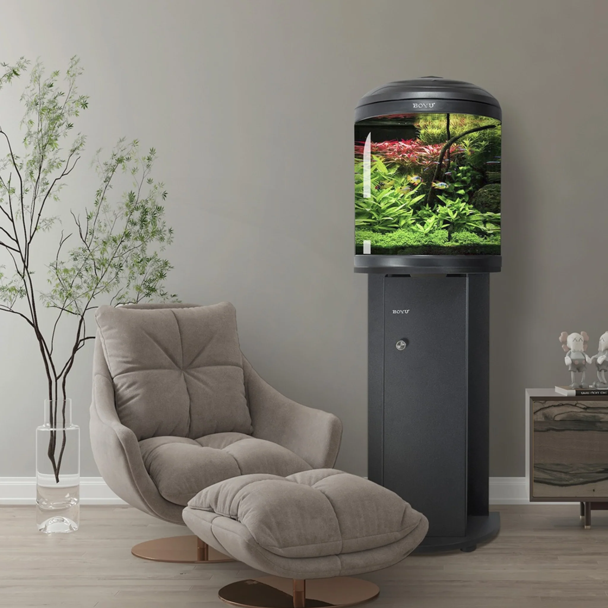 Boyu Half Moon Fish Aquarium Cabinet - 612Lx368Wx613Hmm - Image 6