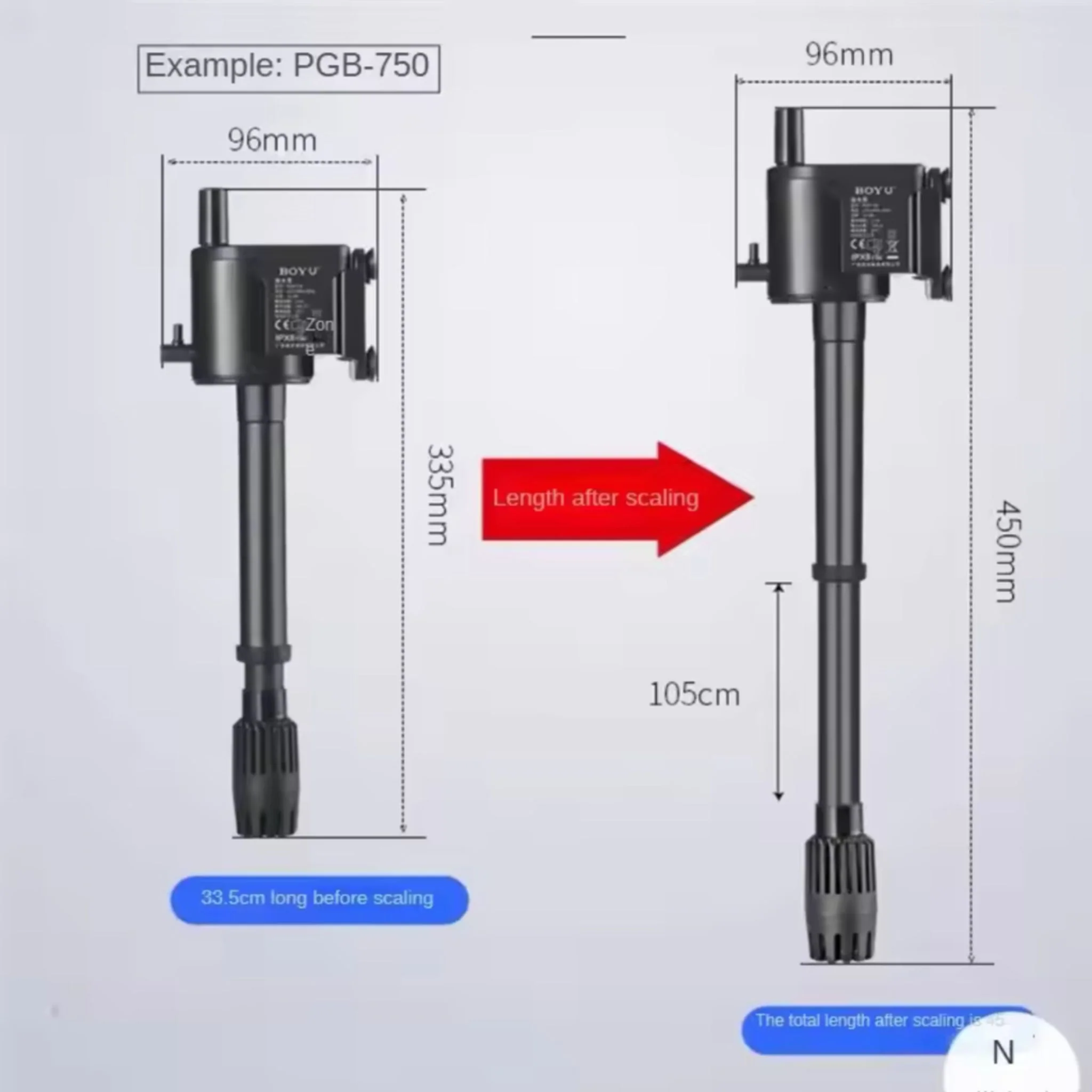 Boyu Submersible Aquarium Filter Pump PGB 750 - 740L/H - Image 4