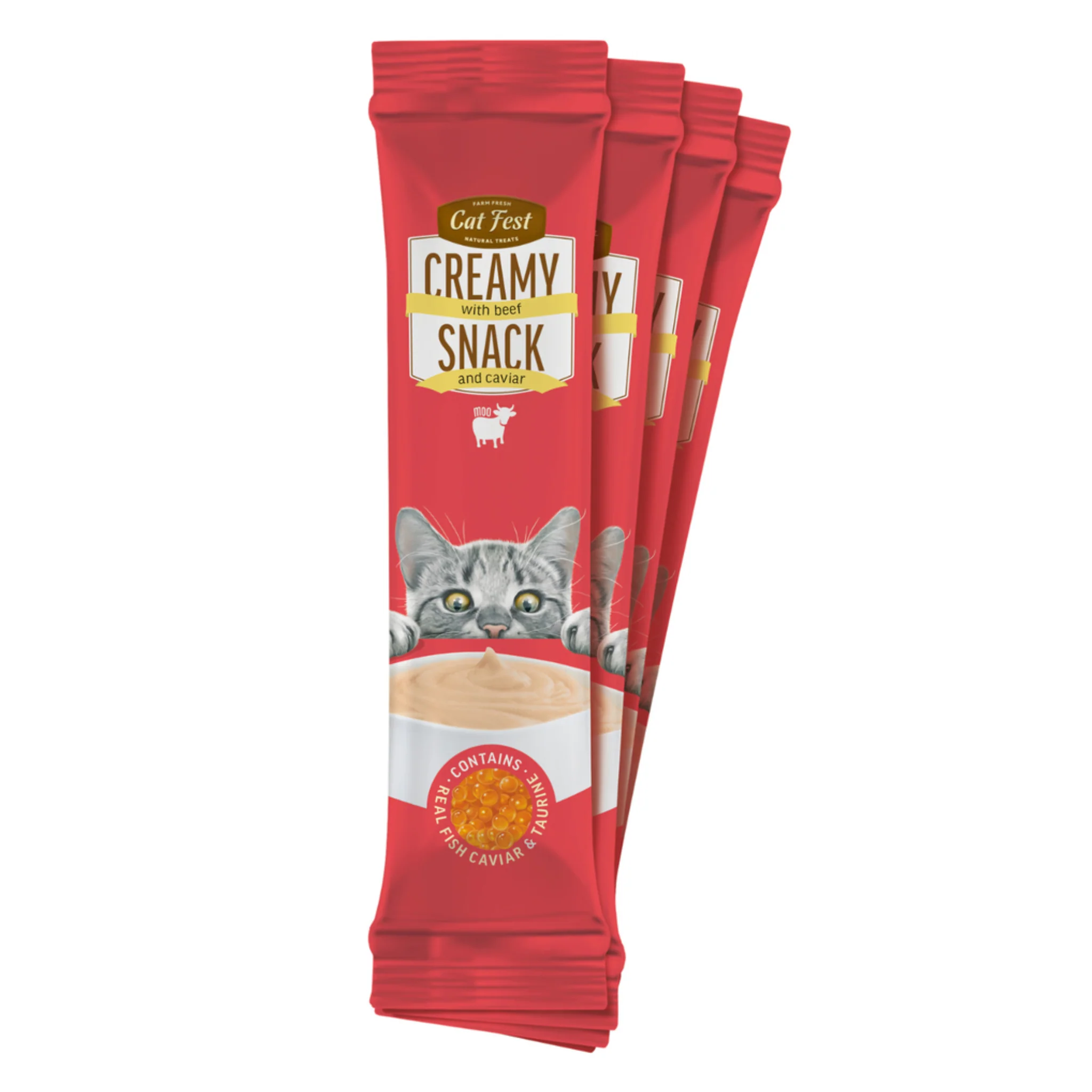 Cat Fest Creamy Snacks-Beef With Caviar - 4x10g - Image 3