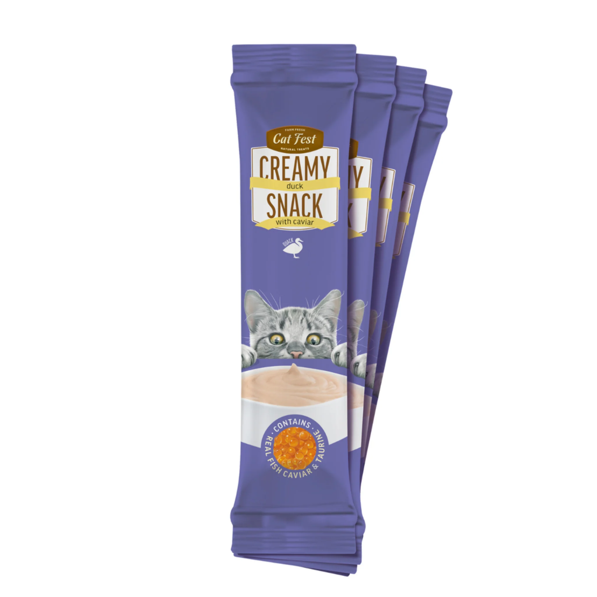 Cat Fest Creamy Snacks-Duck With Caviar - 4x10g - Image 3