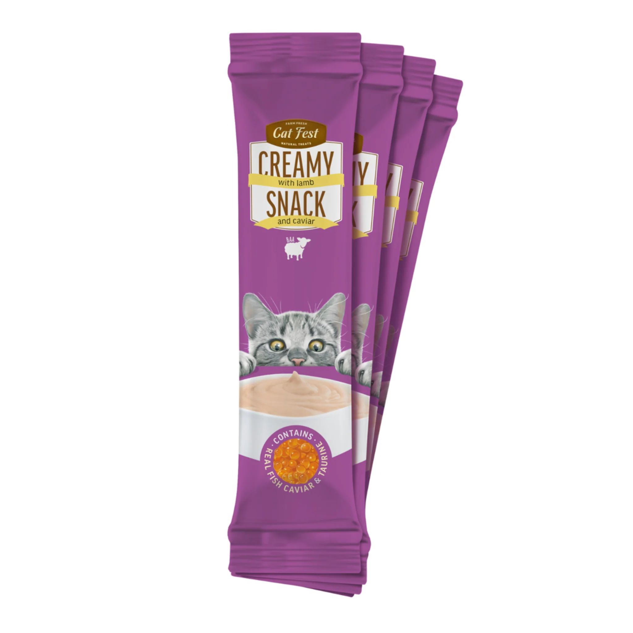 Cat Fest Creamy Snacks-Lamb With Caviar - 4x10g - Image 3