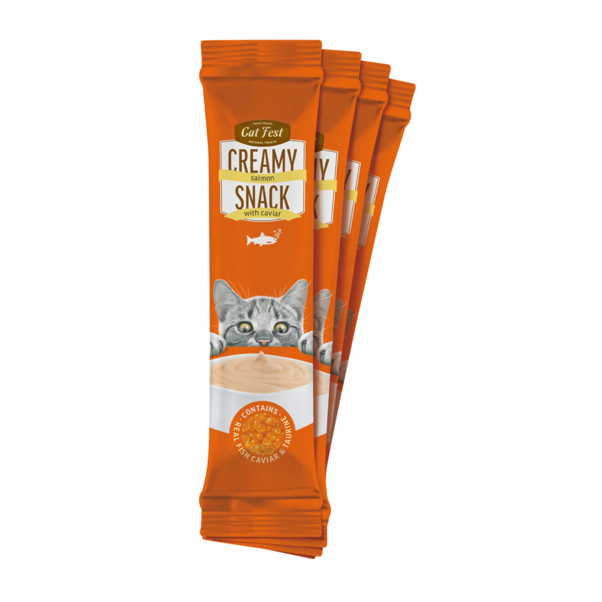 Cat Fest Creamy Snacks-Salmon With Caviar - 4x10g - Image 3