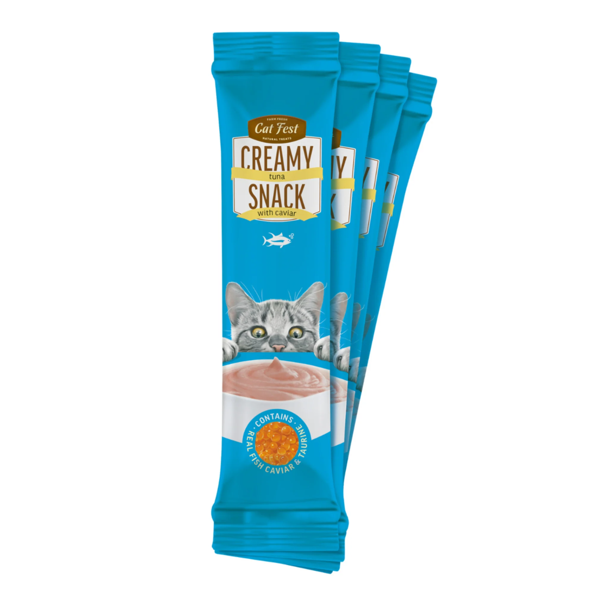 Cat Fest Creamy Snacks- Tuna With Caviar - 4x10g - Image 3