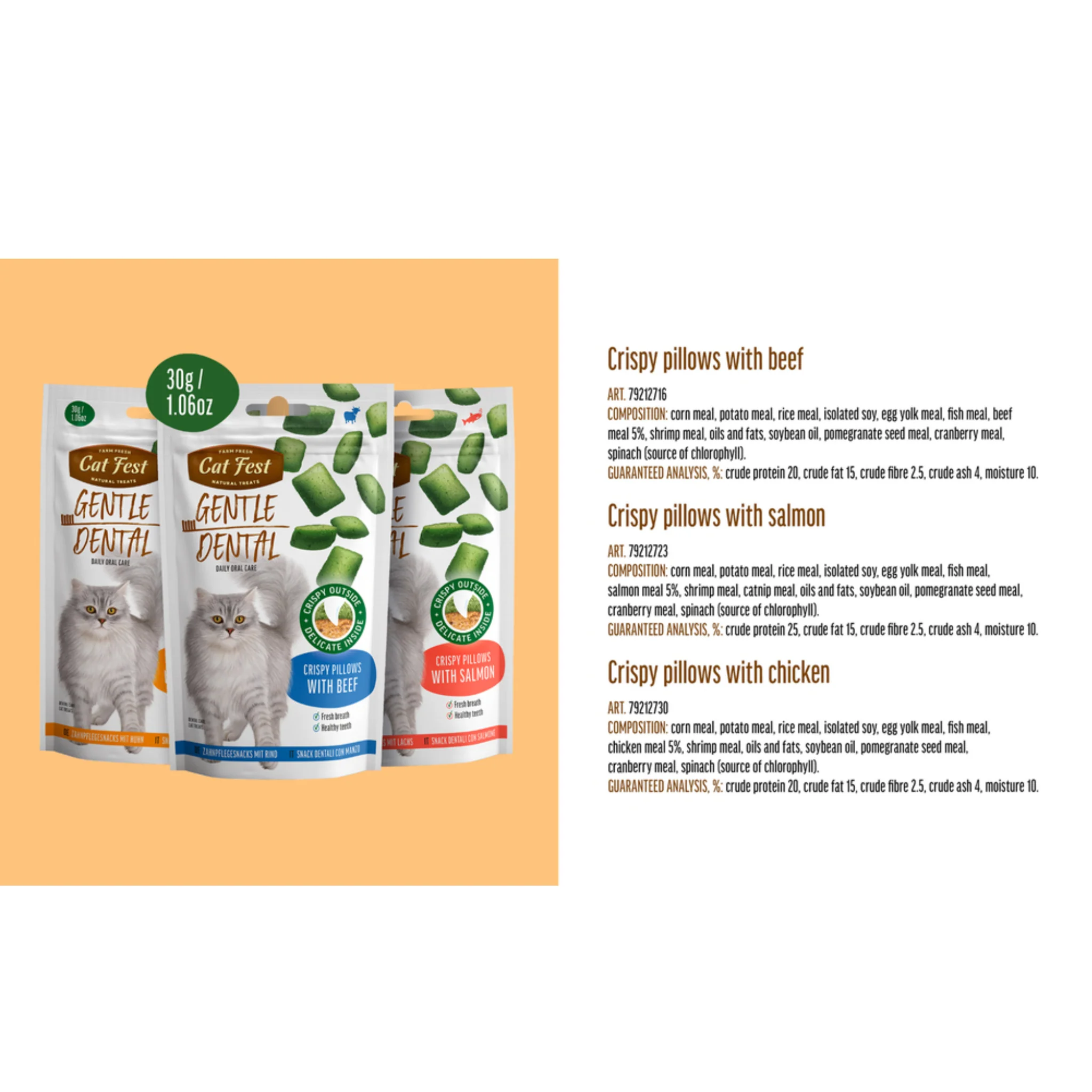 Cat Fest Dental Cat Treats Crispy Pillows Beef - 30g - Image 4