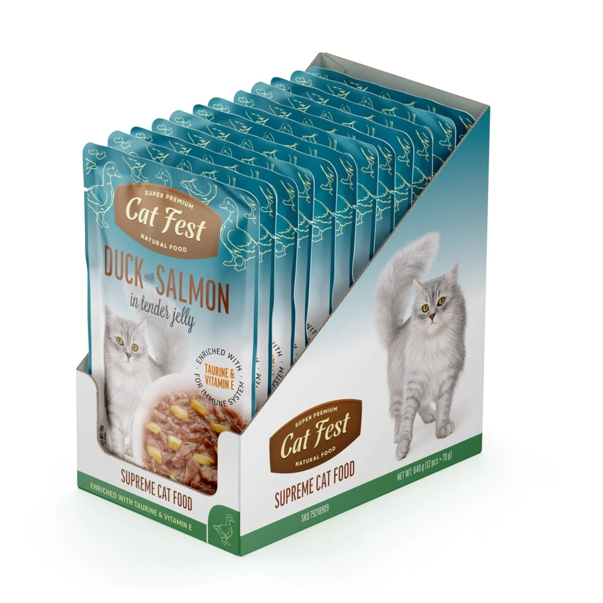 Cat Fest Duck With Salmon In Tender Jelly For Cat Wet Food - Image 3