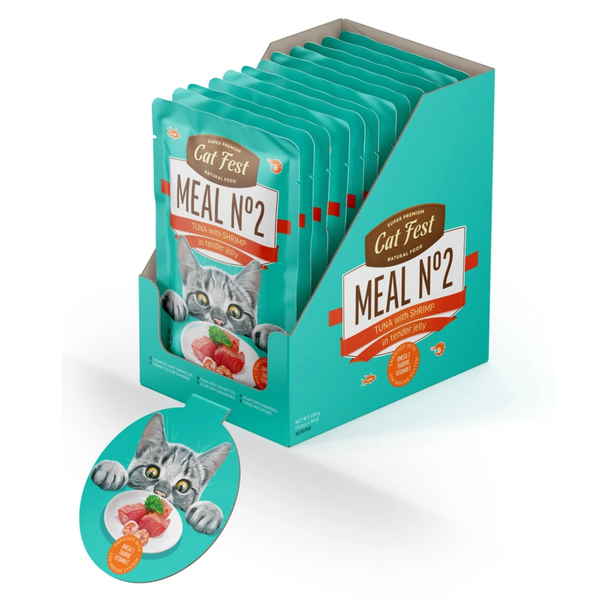 Cat Fest Meal Wet Cat Food in Jelly & Tuna With Shrimp - 50g - Image 3