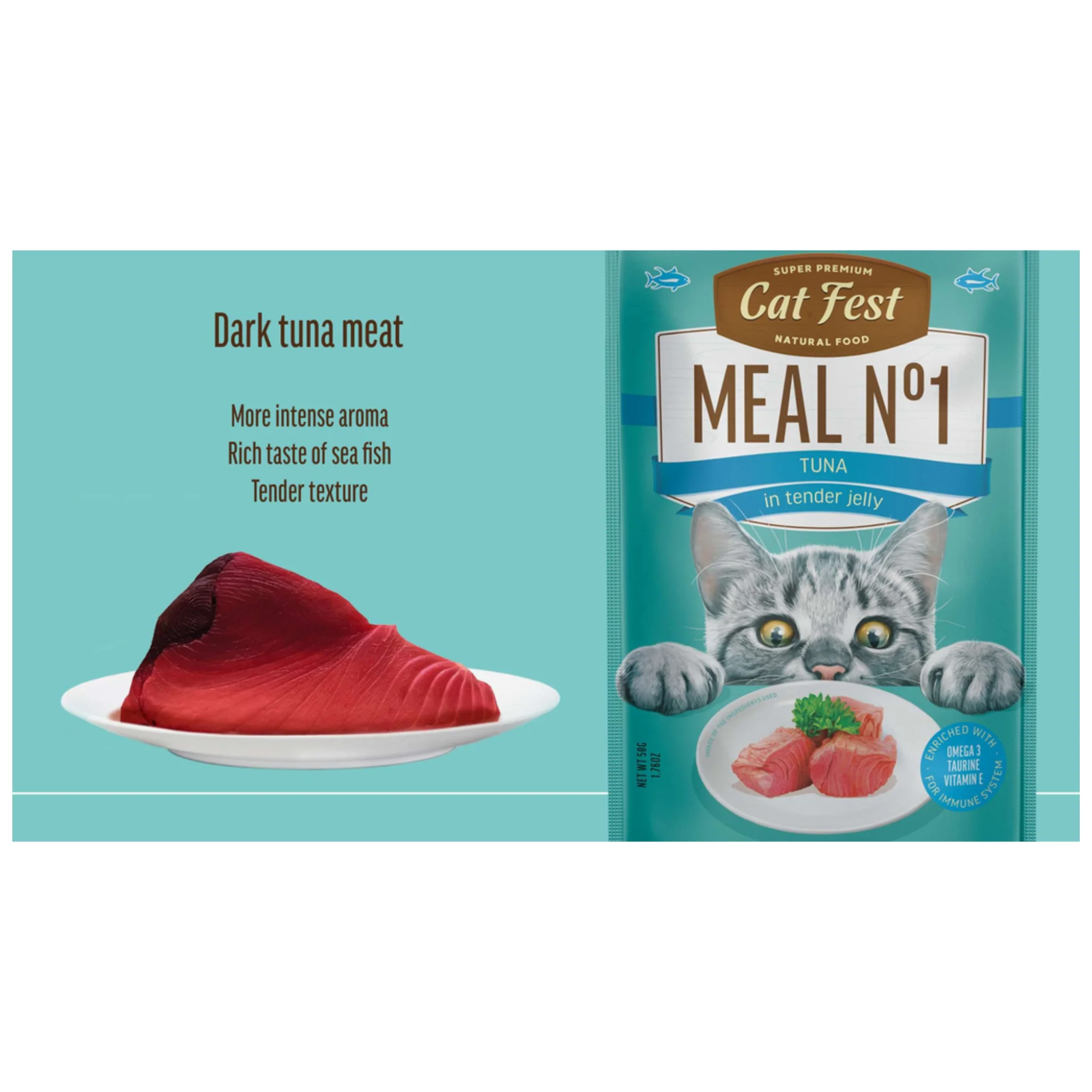 Cat Fest Meal Wet Cat Food in Jelly & Tuna With Shrimp - 50g - Image 8