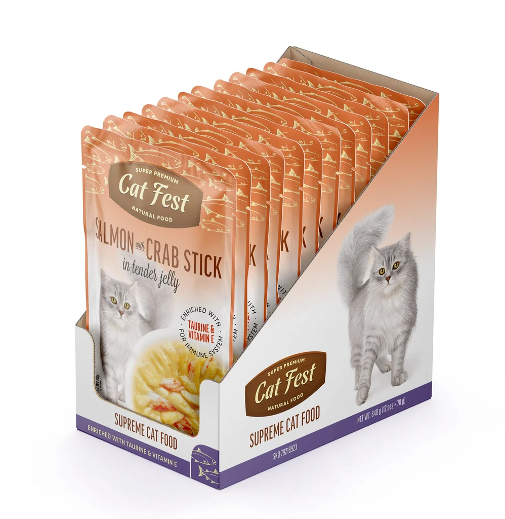 Cat Fest Salmon & Crab Stick In Jelly Tender Meal Cat Wet Food - Image 3