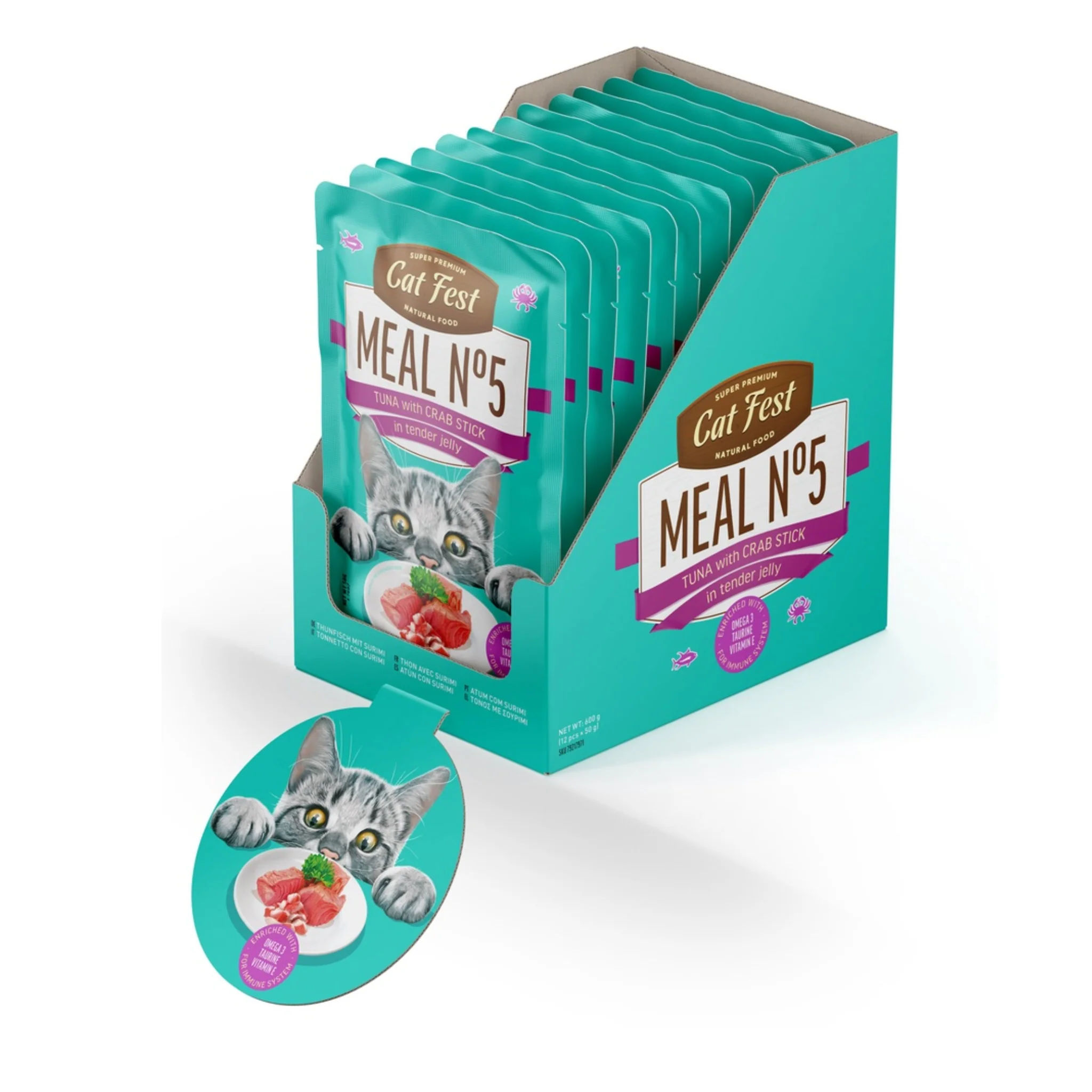 Cat Fest Wet Cat Food in Jelly & Tuna With Crab Stick - 50g - Image 4