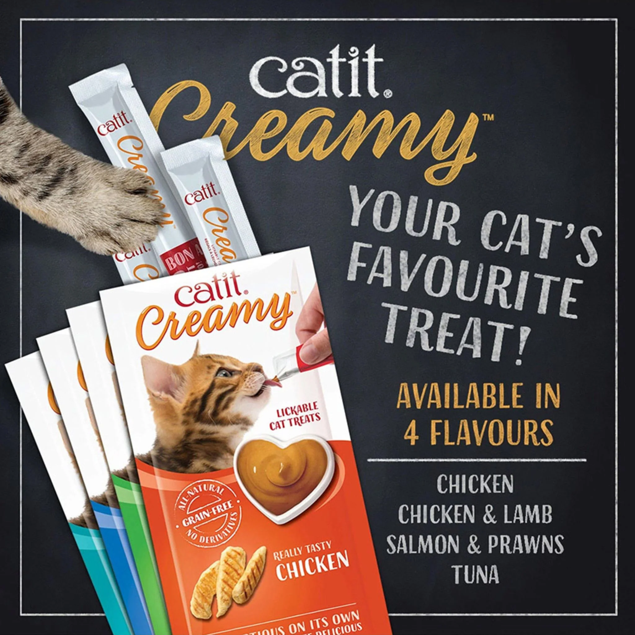 Catit Creamy Lickable Cat Treats With Chicken Flavor - 4x10g - Image 3