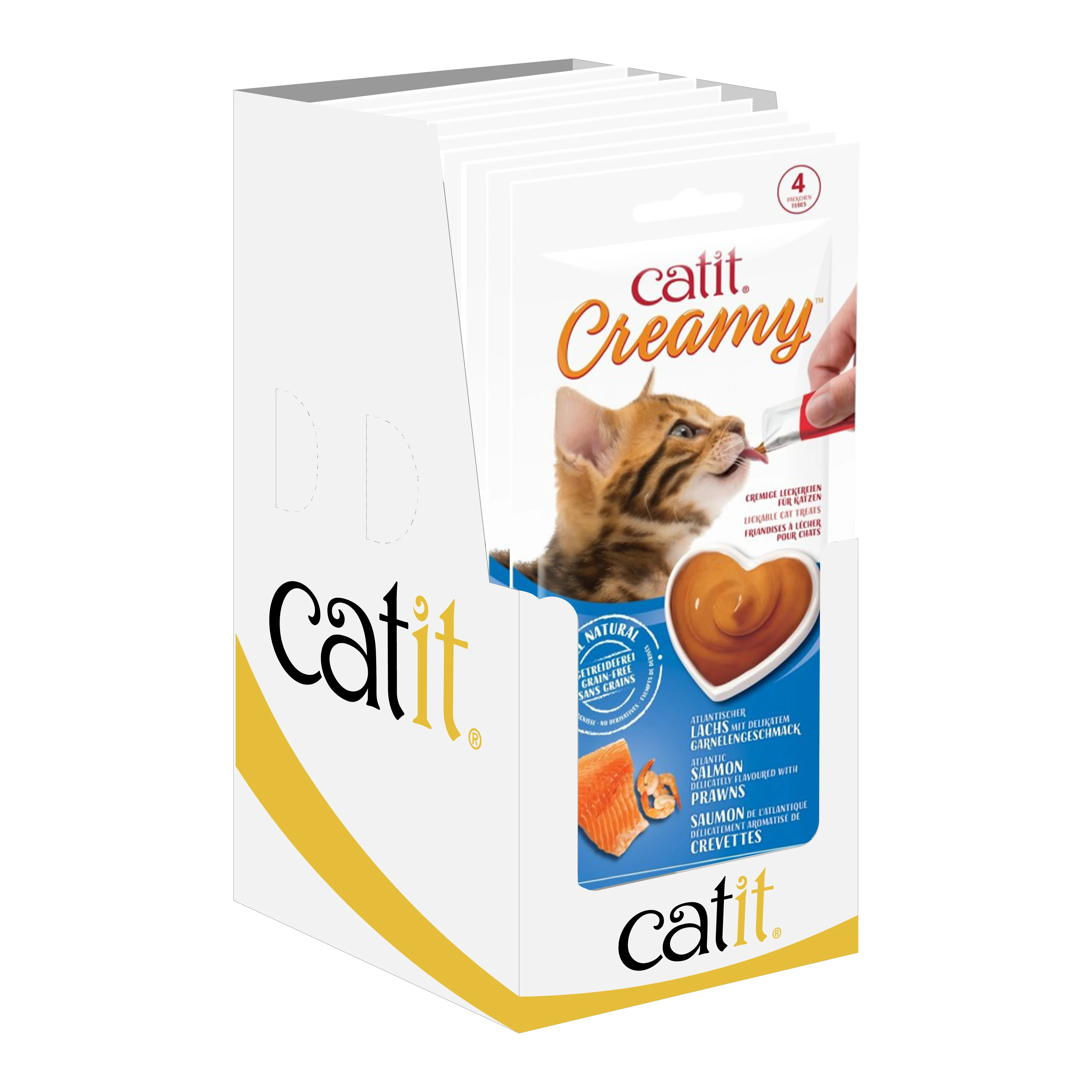 Catit Creamy Lickable Cat Treats Salmon & Prawns - 4x10g - Image 3