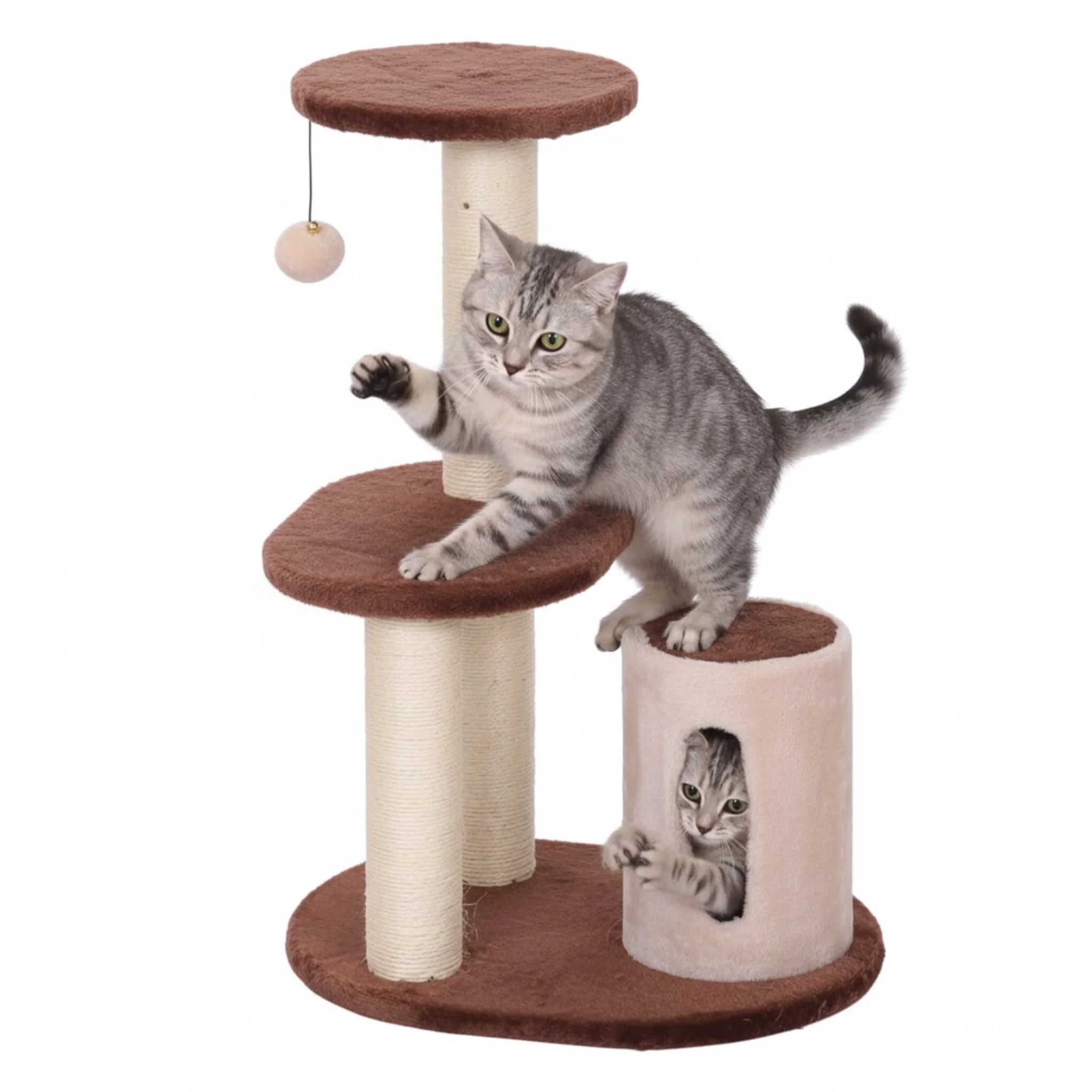 Catry Cat Tower With Scratcher - 45x35x65cm - Image 2