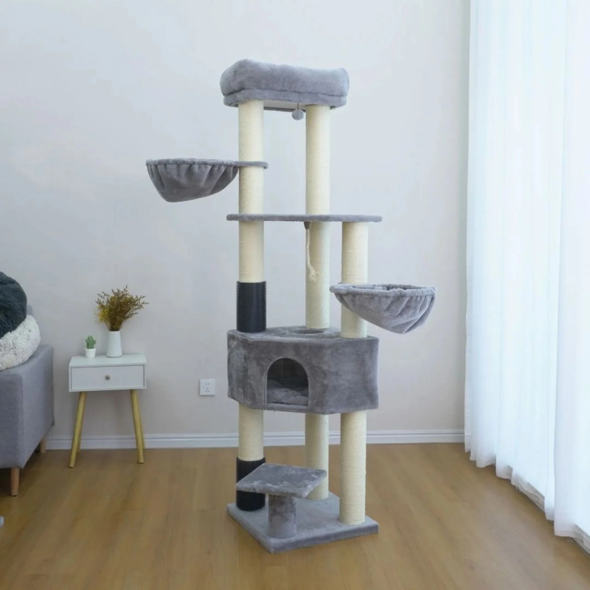 Catry Cat Tower With Scratcher - 50x50x200cm - Image 2