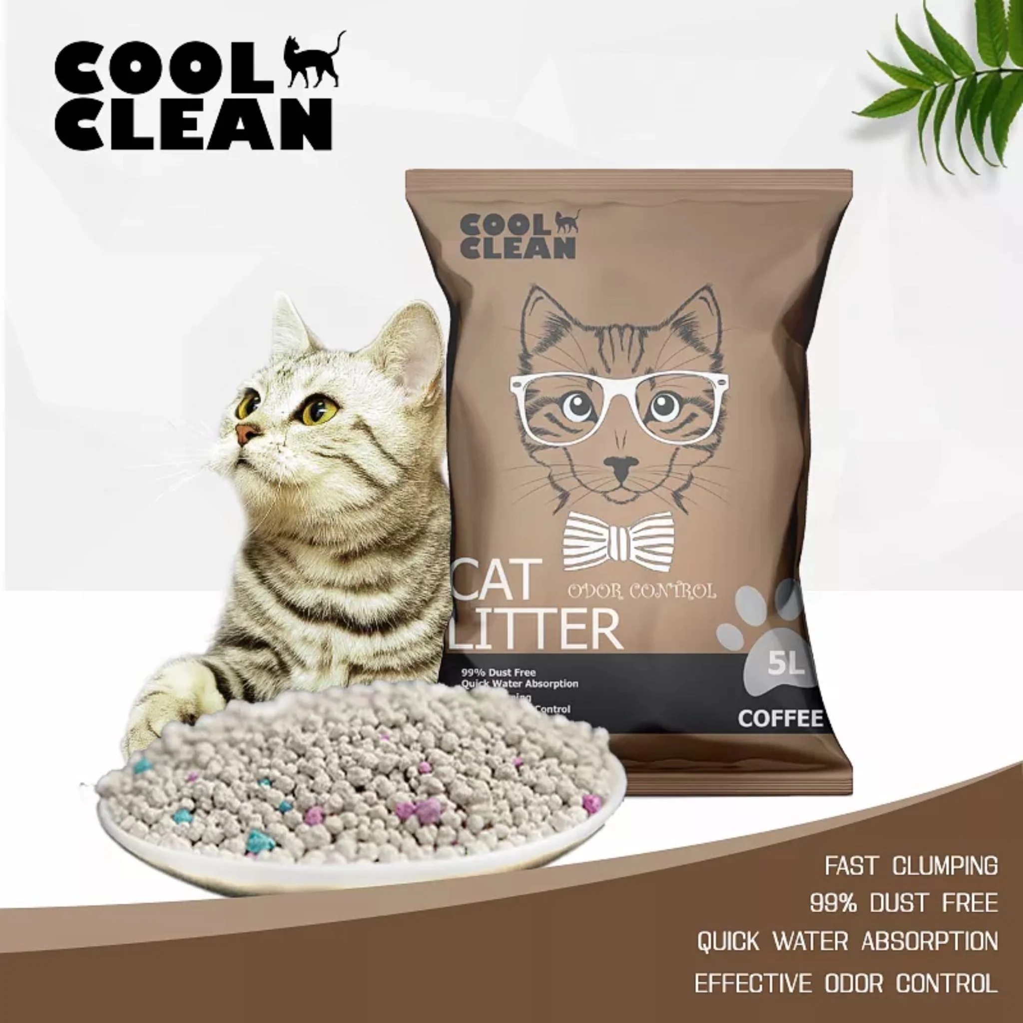 Cool Clean Clumping Cat Litter Coffee Scent - 5kg - Image 3
