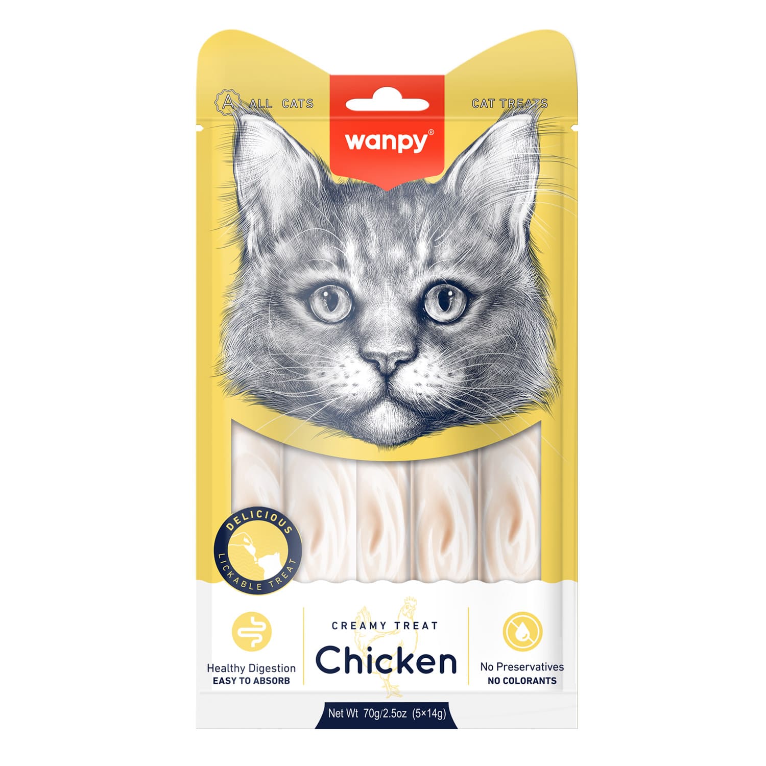 Wanpy Creamy Lickable Chicken Treats For Cat Smooth & Tasty - 70g - Image 2