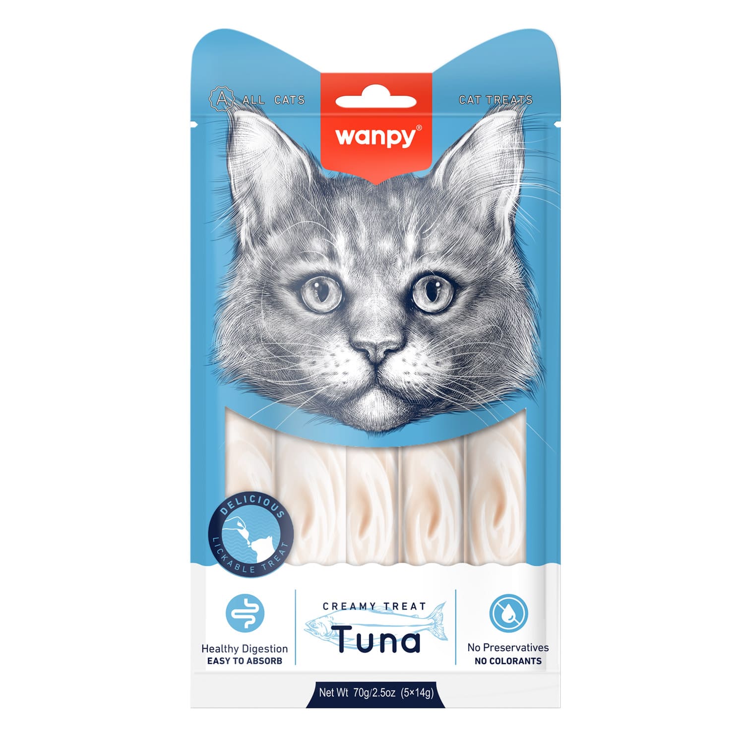 Wanpy Creamy Lickable Tuna Treats For Cats High Protein Snack - 70g - Image 2