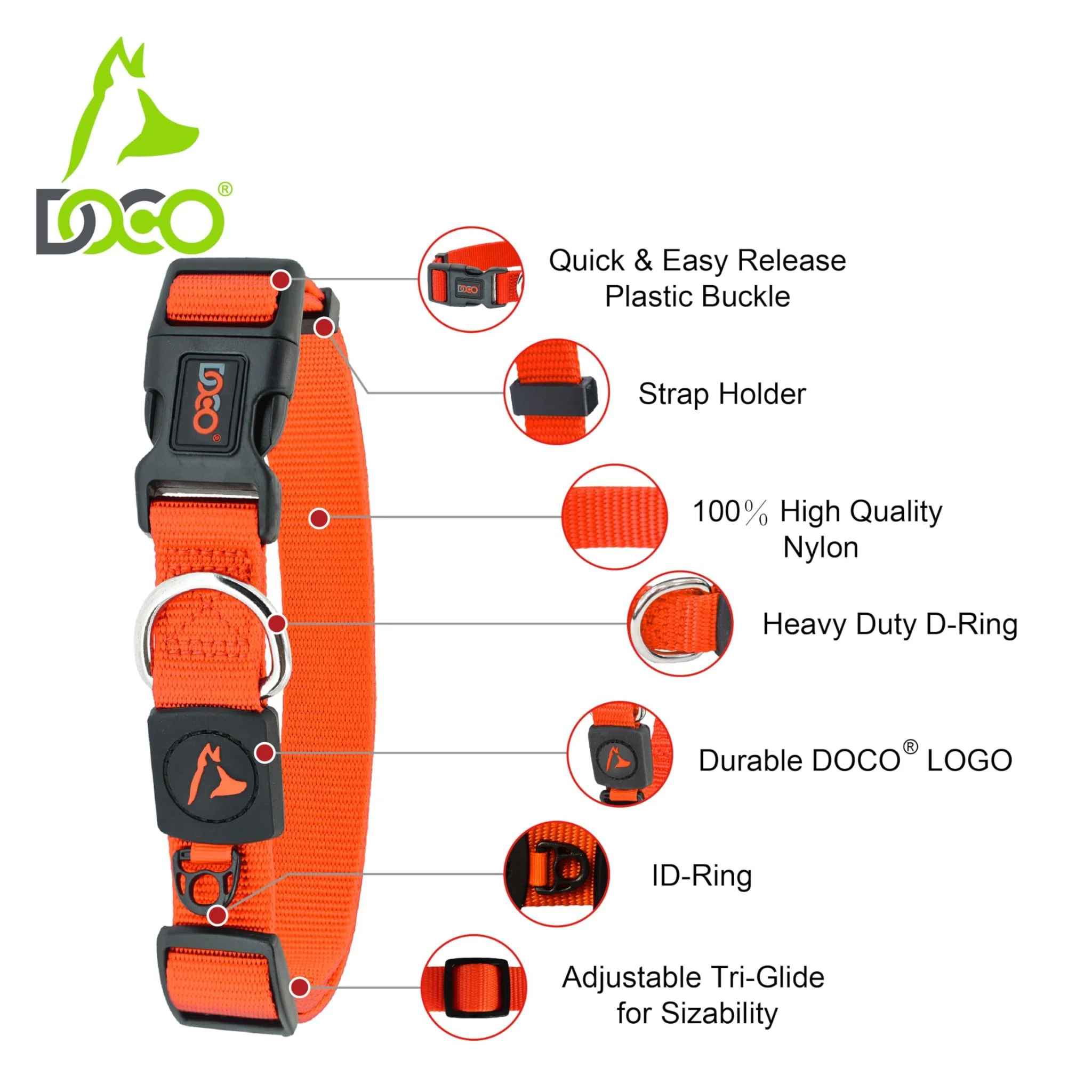 Doco Signature Nylon Dog Collar Durable & Adjustable Fit - Image 8