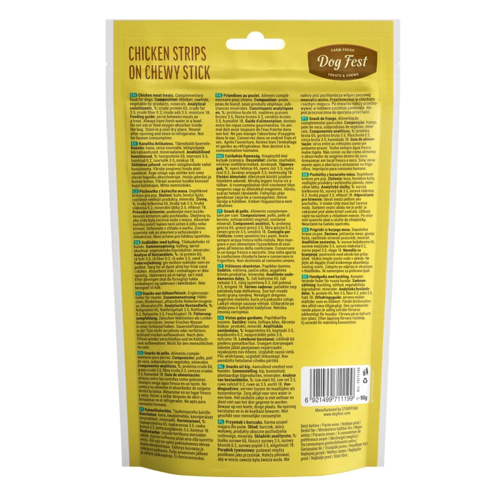 Dog Fest Chicken Strips On A Chewy Stick For Adult Dog - 90g - Image 3