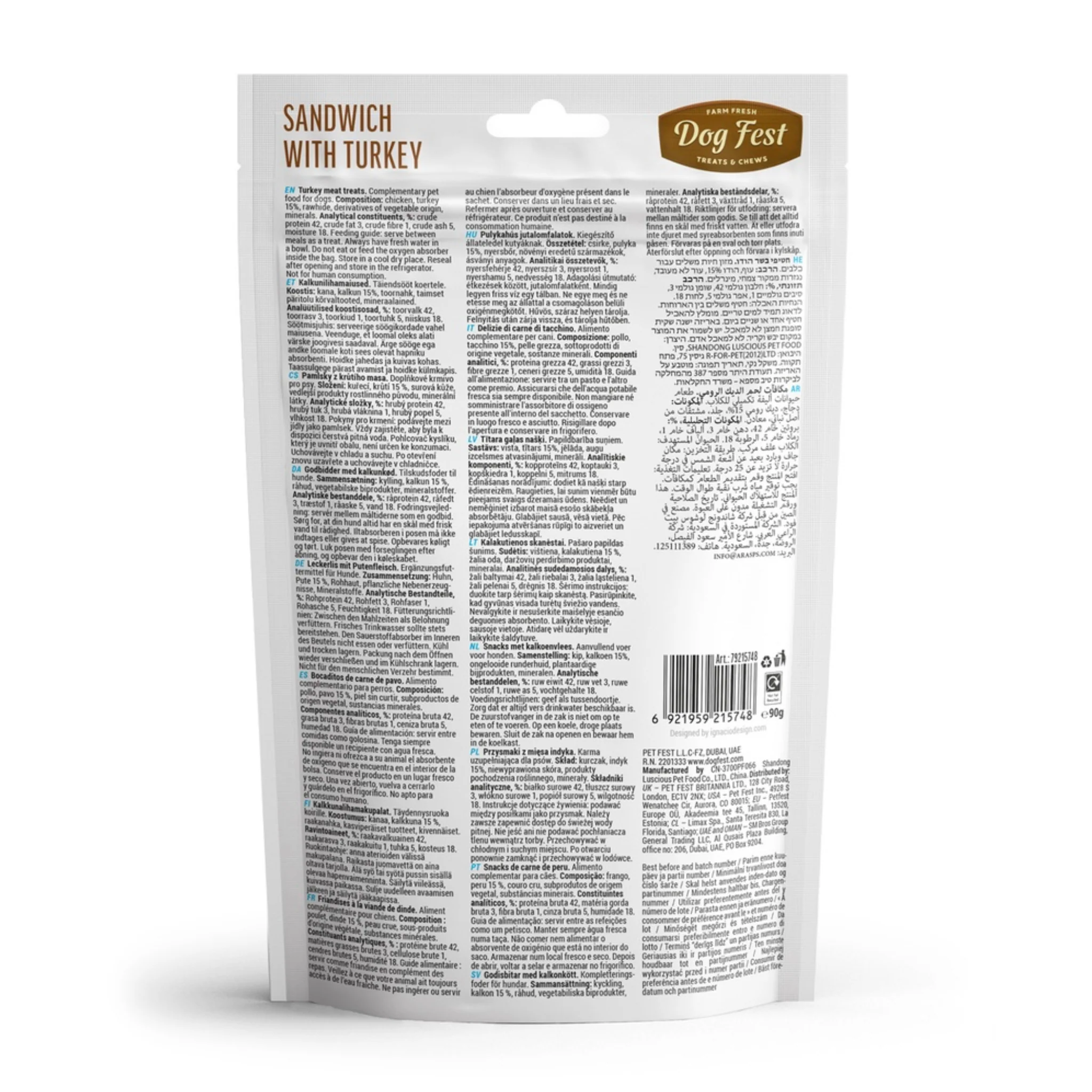 Dog Fest Dental Treats For Adult Dogs Sandwich Turkey - 90g - Image 2