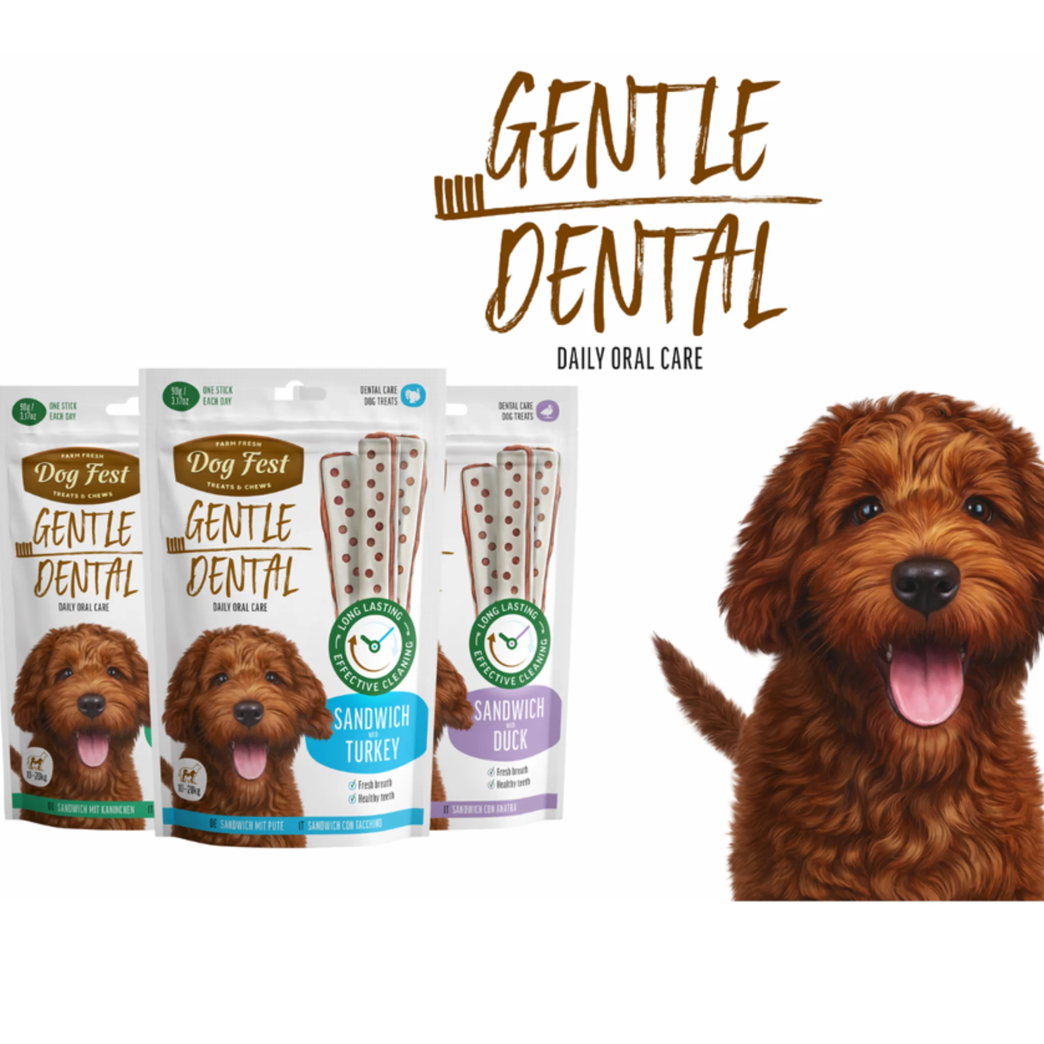 Dog Fest Dental Treats For Adult Dogs Sandwich Turkey - 90g - Image 3