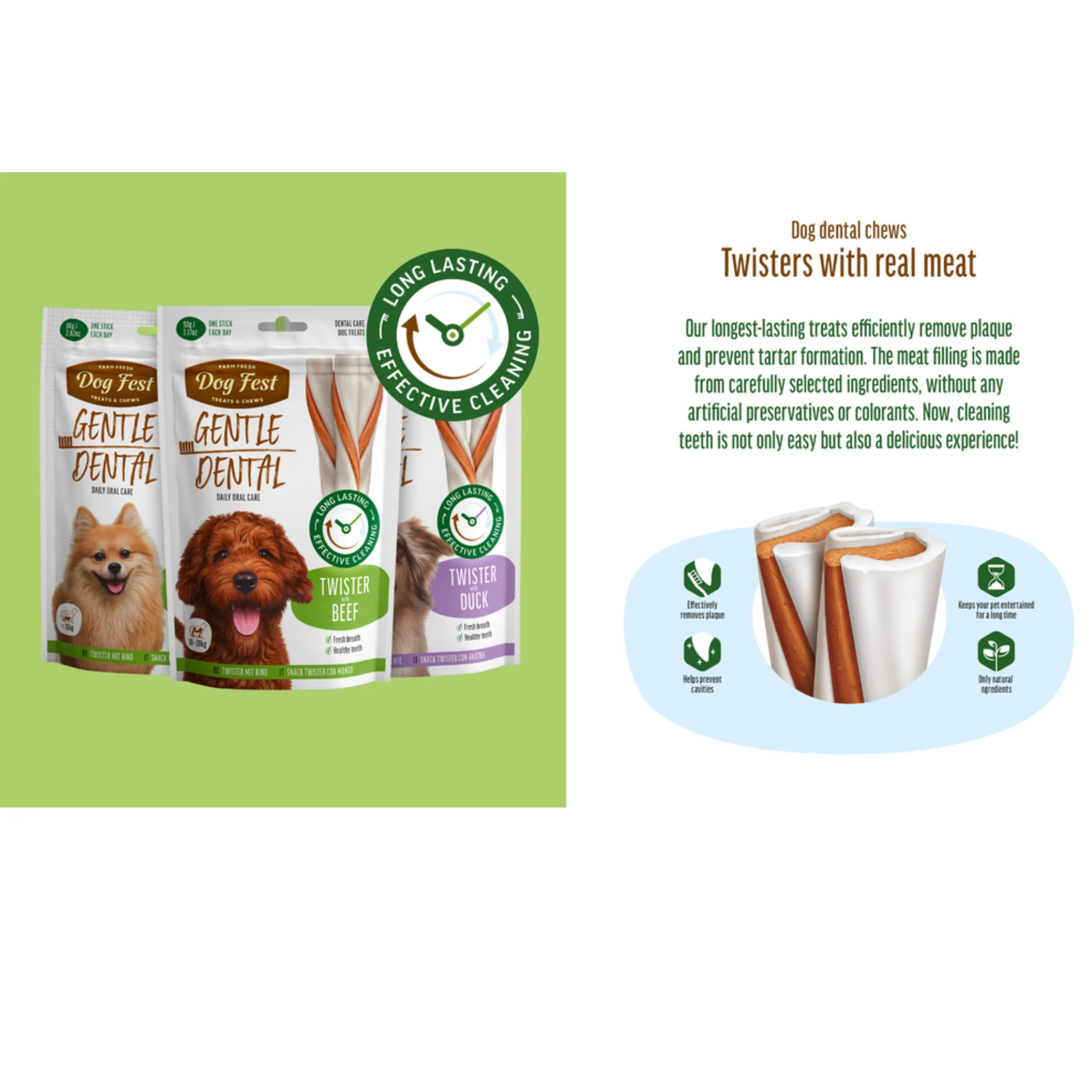 Dog Fest Dental Treats For Adult Dogs Twister Duck - 90g - Image 3