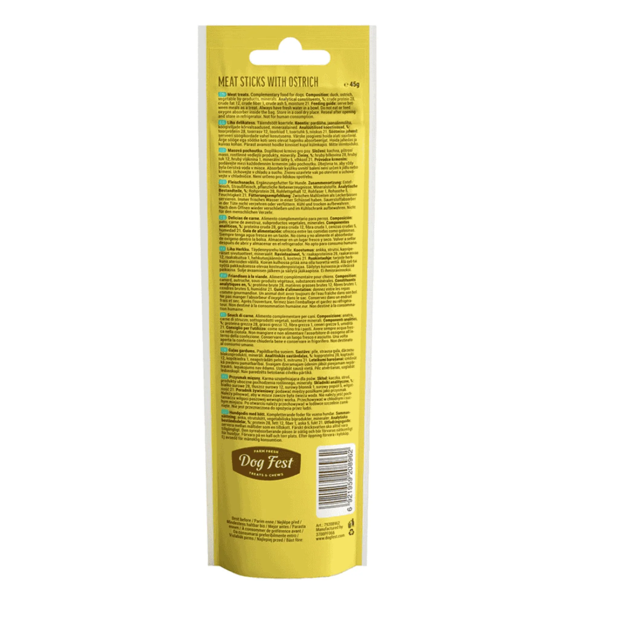 Dog Fest Meat Sticks With Ostrich For Adult Dog - 45g - Image 3