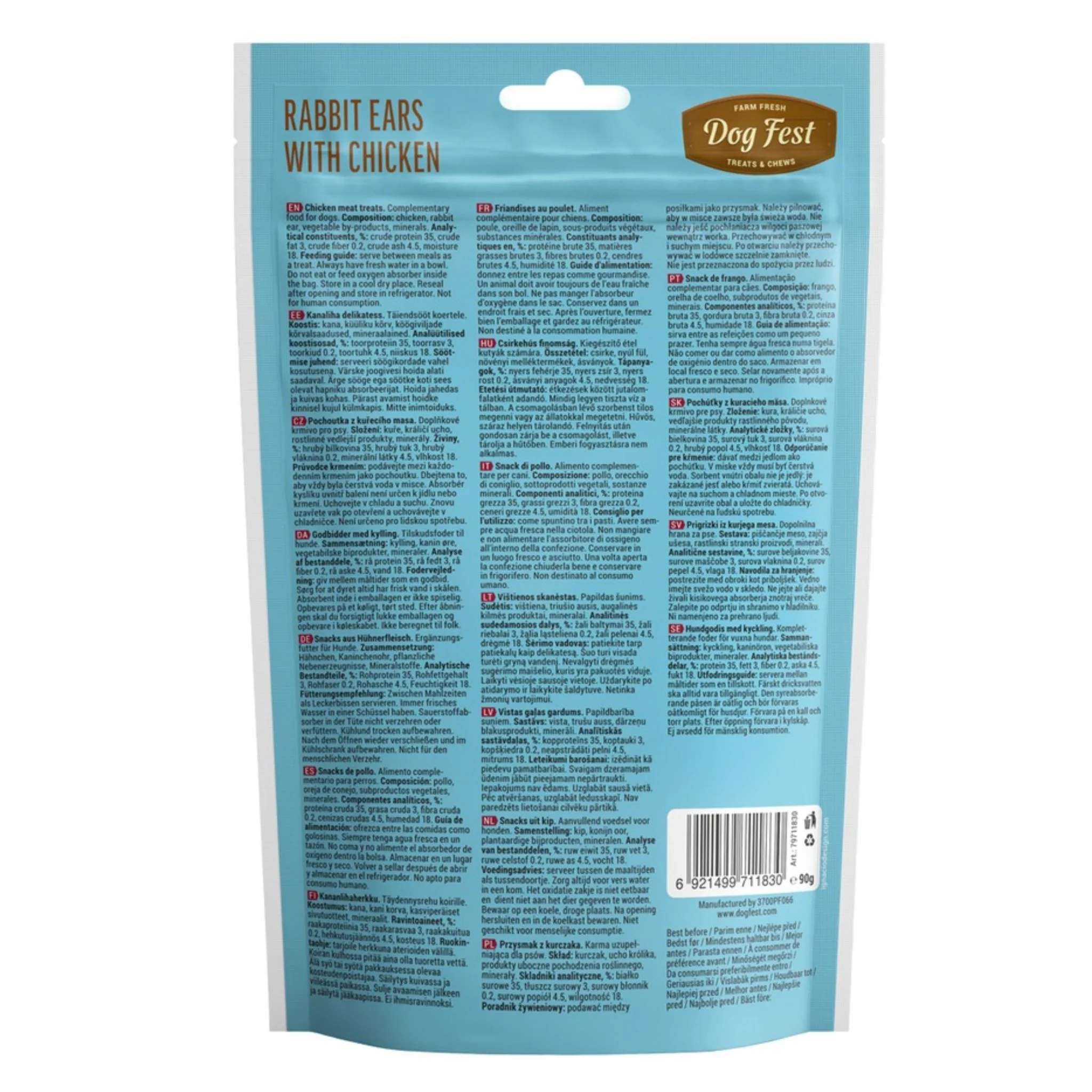 Dog Fest Rabbit Ears With Chicken For Puppies – 90g - Image 3