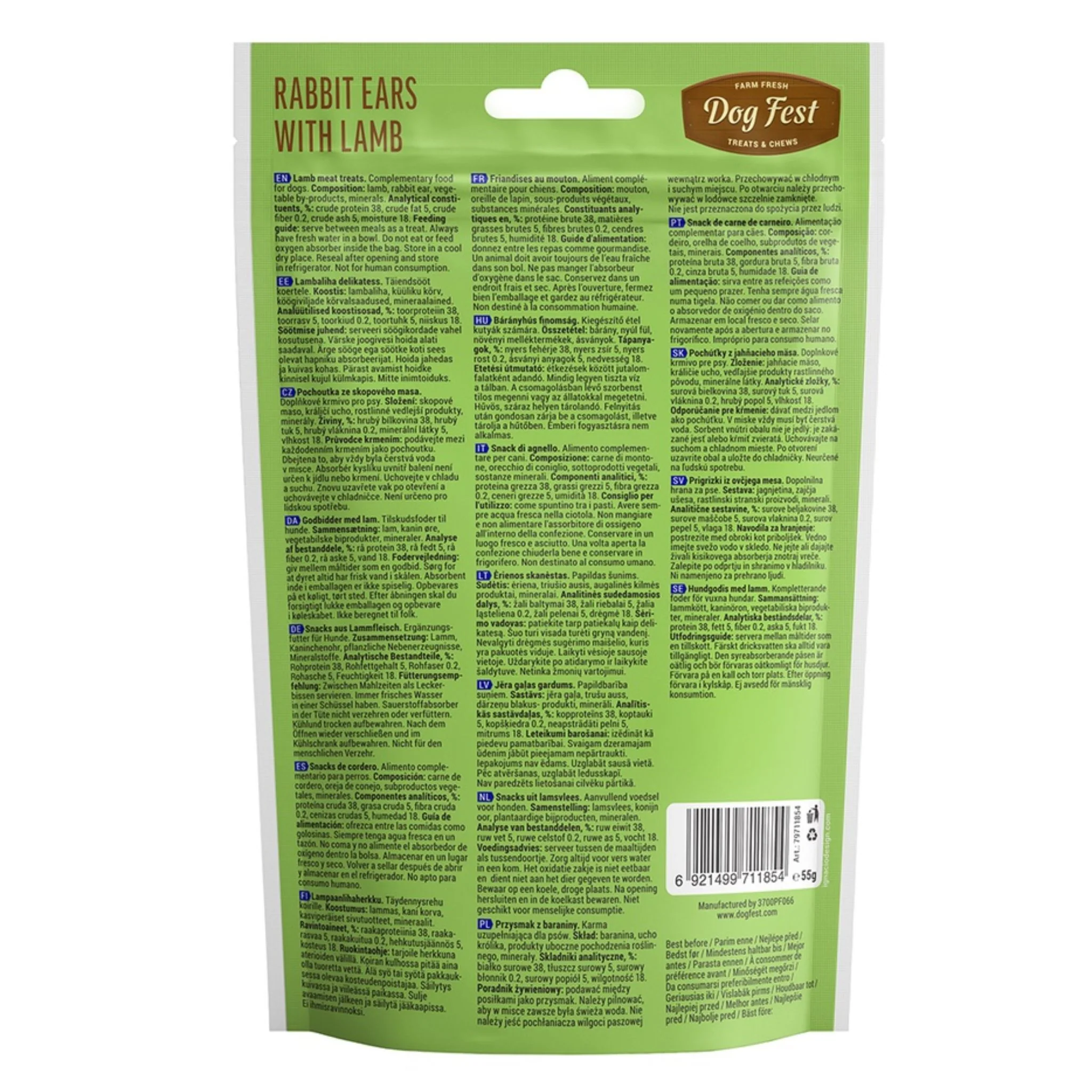 Dog Fest Rabbit Ears With Lamb For Mini-Dog Treats – 55g - Image 3