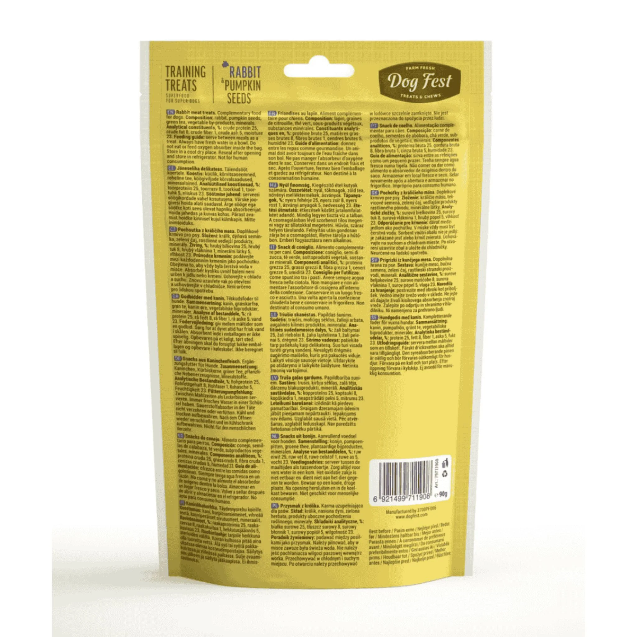 Dog Fest Training Treats Rabbit & Pumpkin Seeds – 90g - Image 2