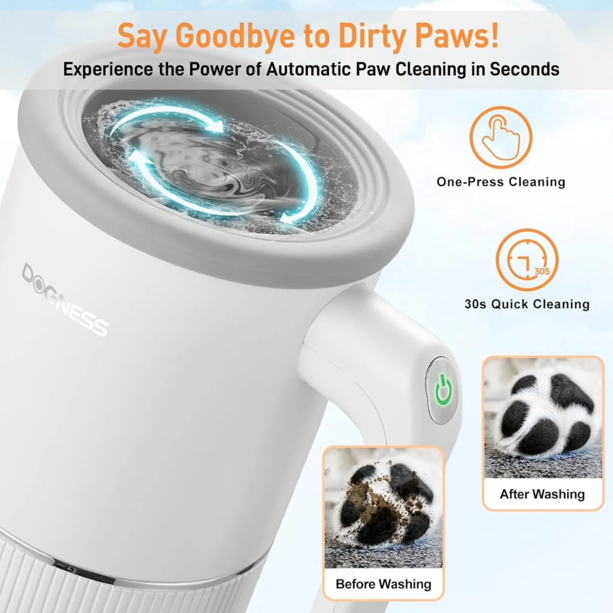 Dogness Automatic Pet Paw Cleaner & Massager Plus - White - Image 4