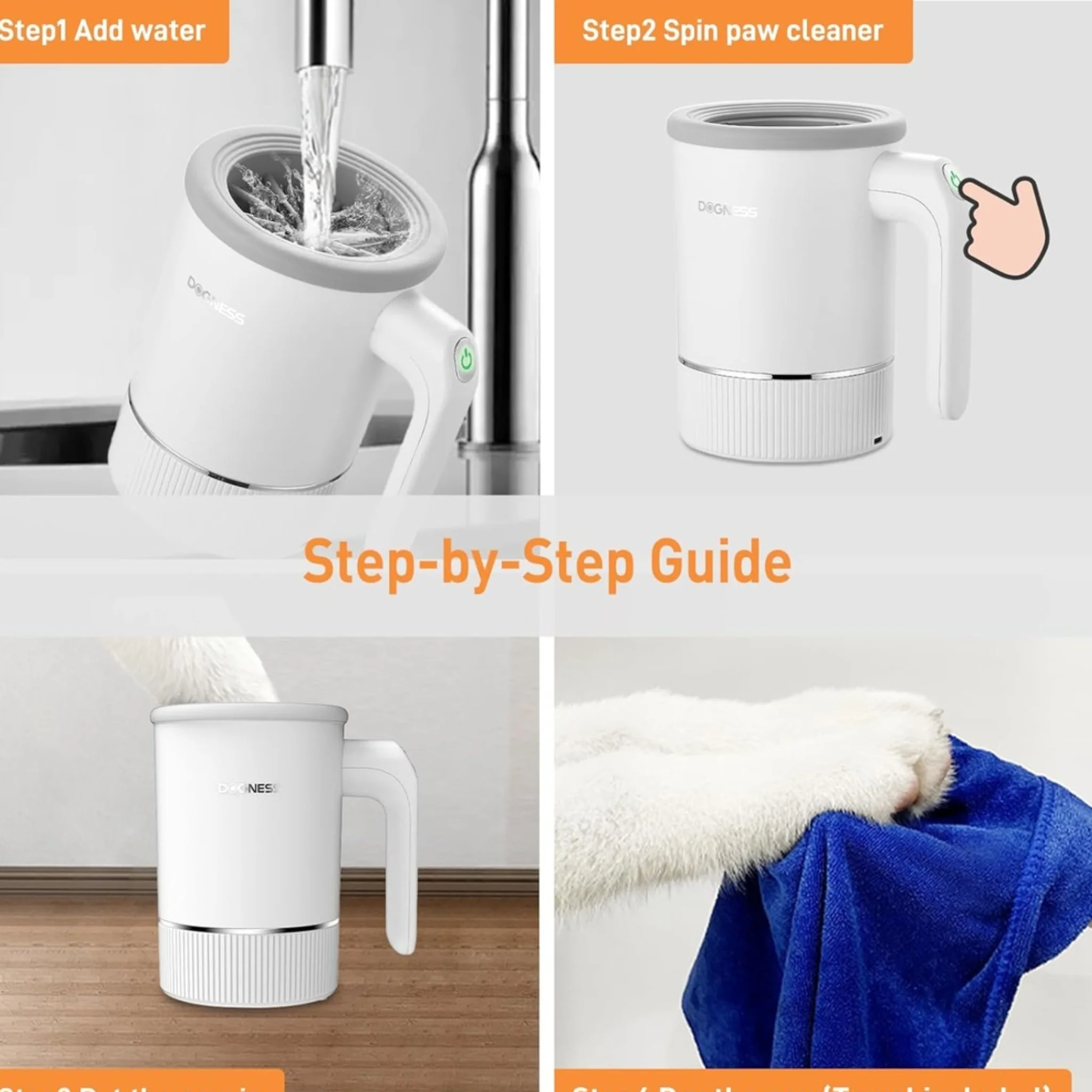 Dogness Automatic Pet Paw Cleaner & Massager Plus - White - Image 5
